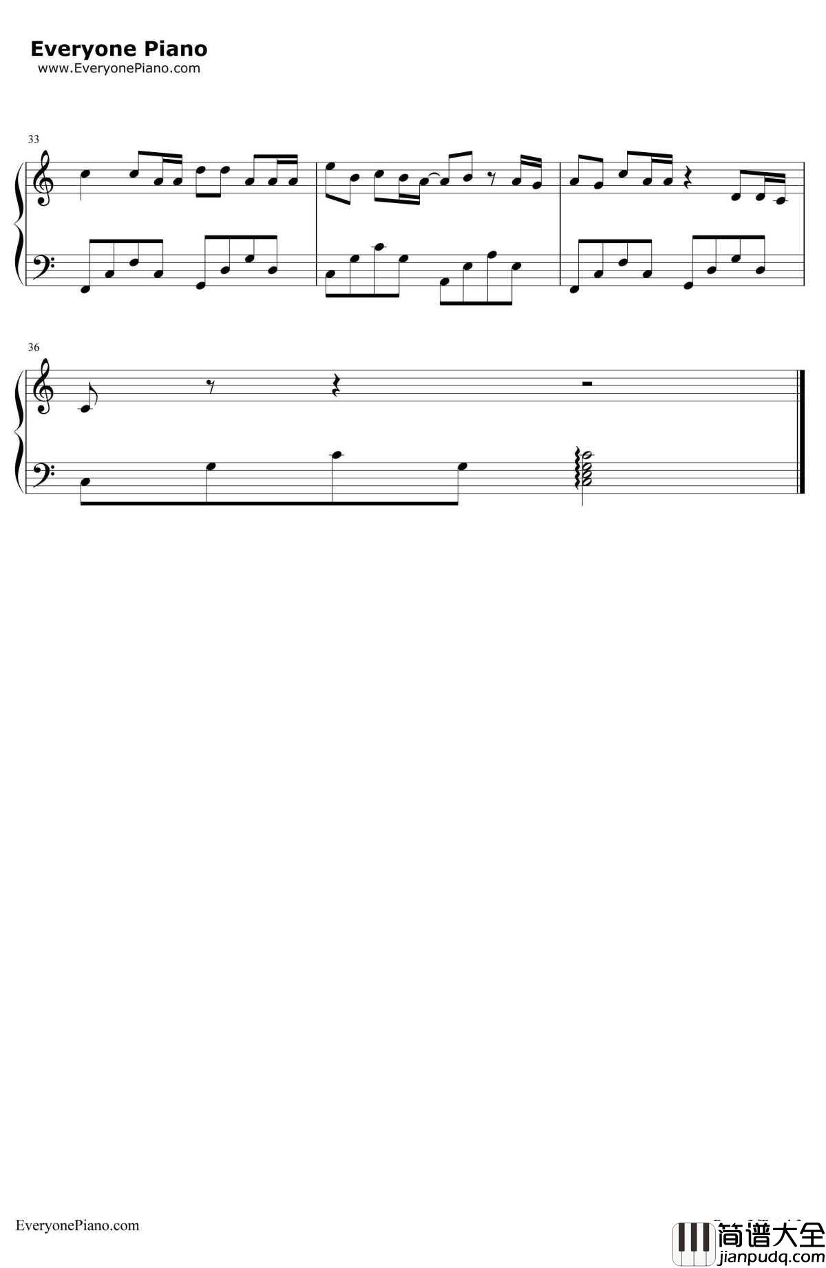 安和桥钢琴谱_宋冬野