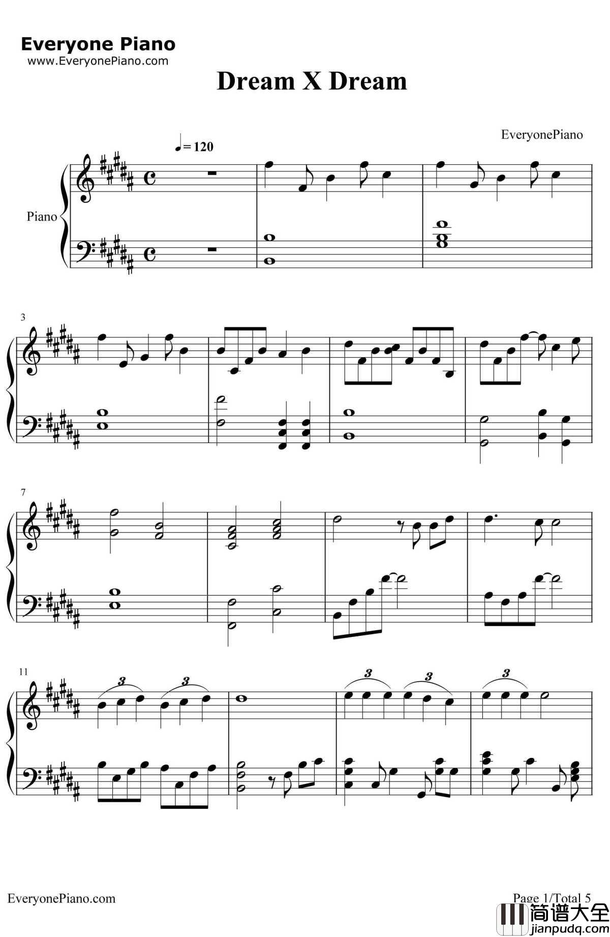 Dream_×_Dream钢琴谱_爱内里菜_名侦探柯南剧场版第8弹银翼的魔术师主题曲