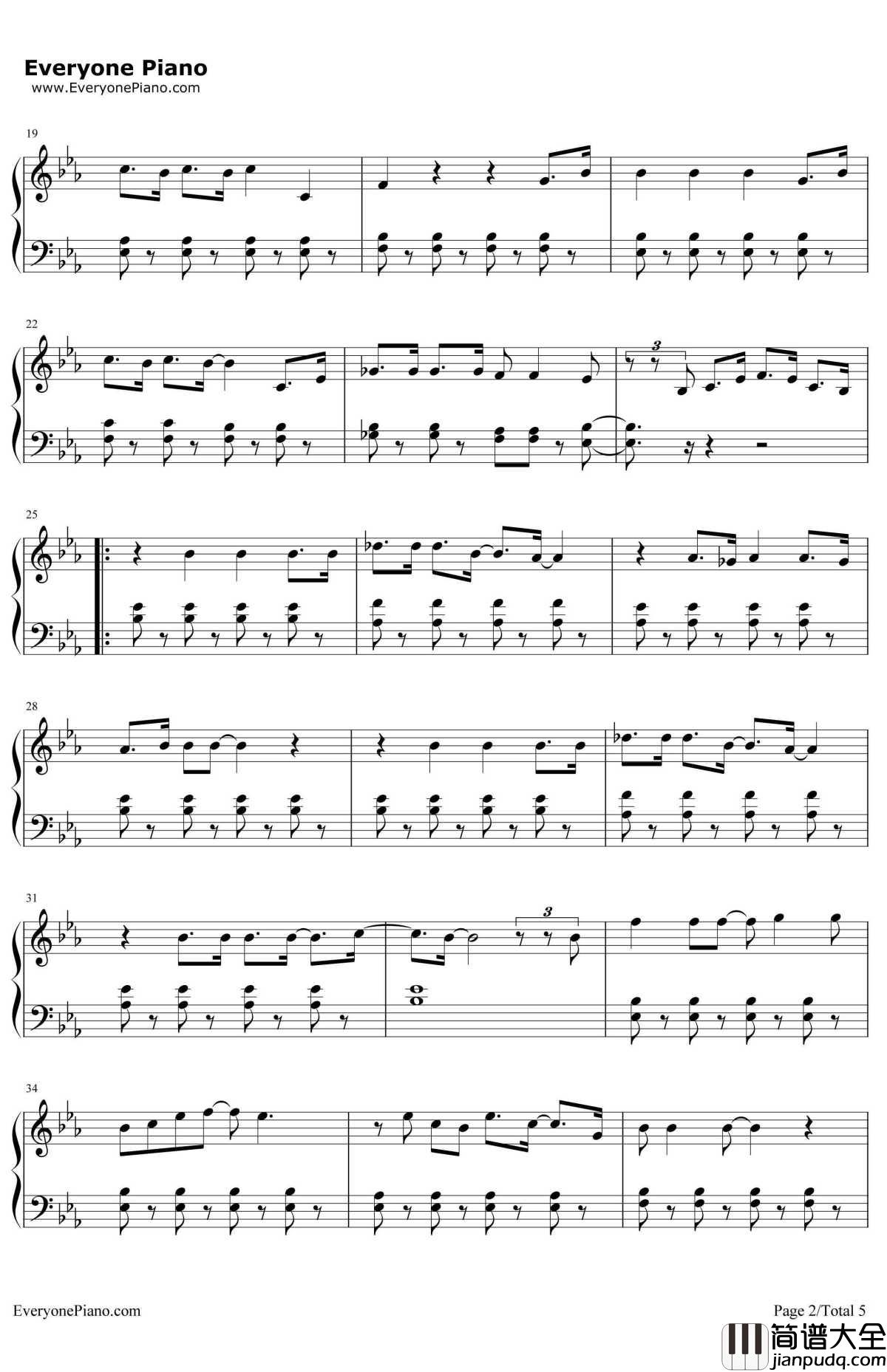 嘿嘿嘿钢琴谱_费玉清_电影_健忘村_推广曲