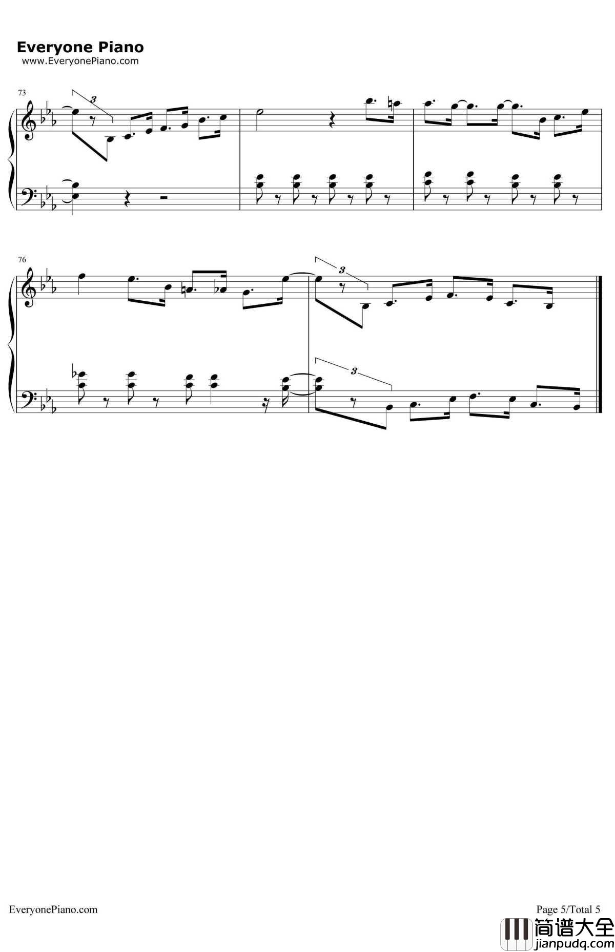 嘿嘿嘿钢琴谱_费玉清_电影_健忘村_推广曲