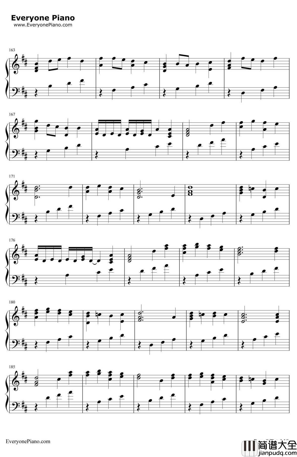 D大调卡农原版钢琴谱_约翰·帕赫贝尔