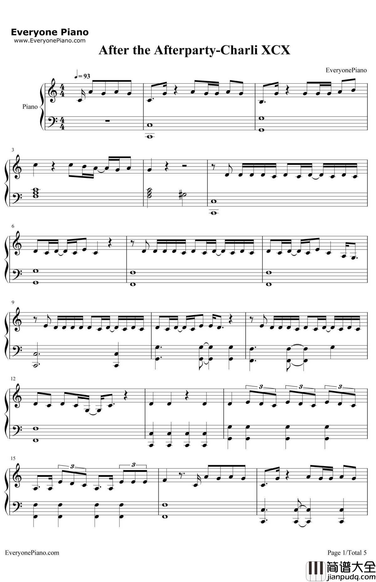 After_the_After_party钢琴谱_CharliX_CXL_il_Yachty