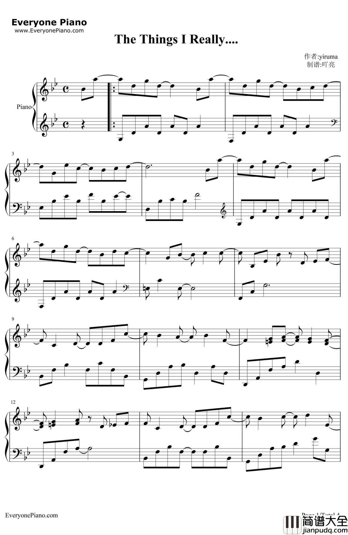 The_Things_I_Really...钢琴谱_李闰珉