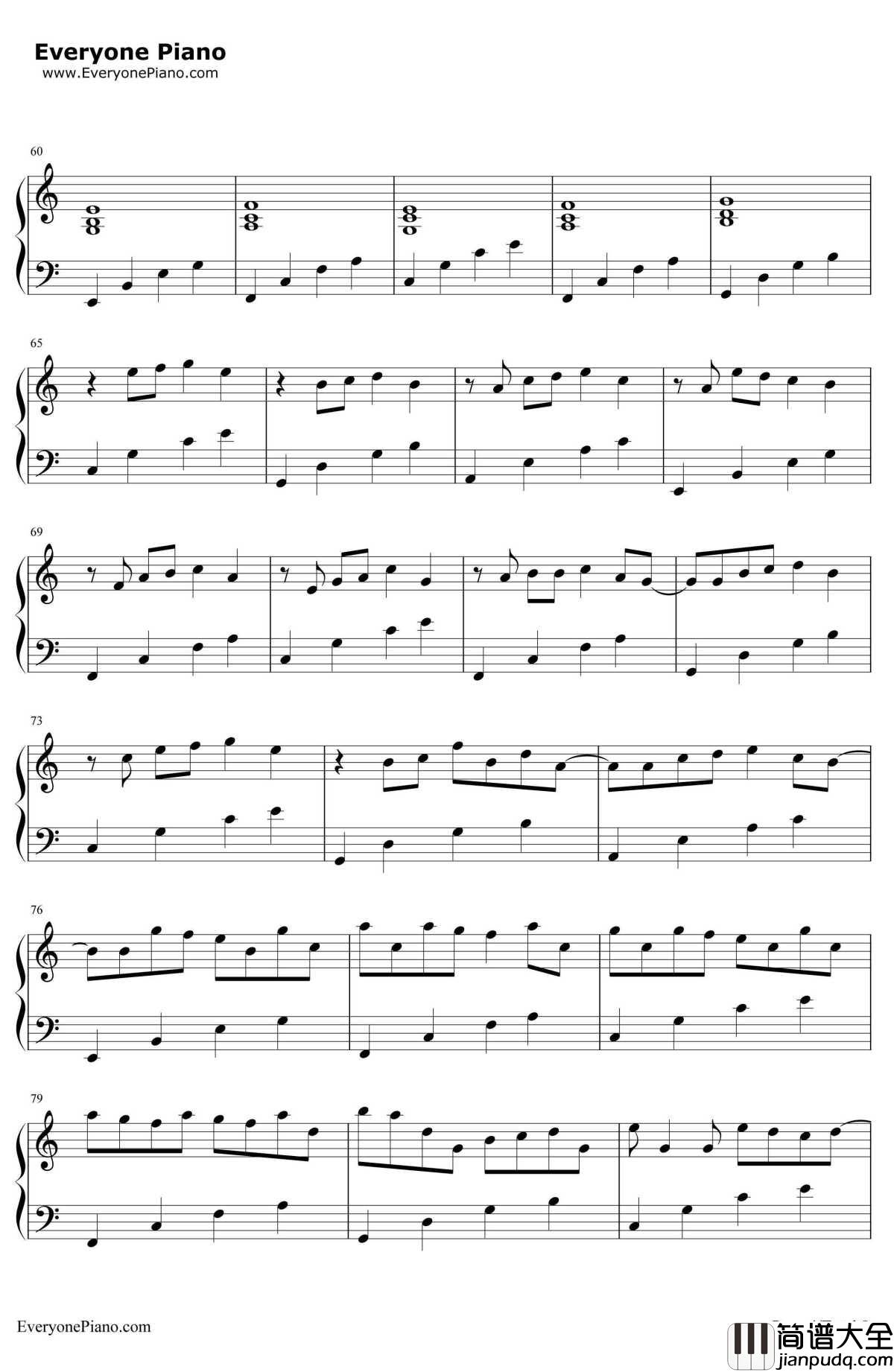 卡农C大调最简版钢琴谱_帕赫贝尔