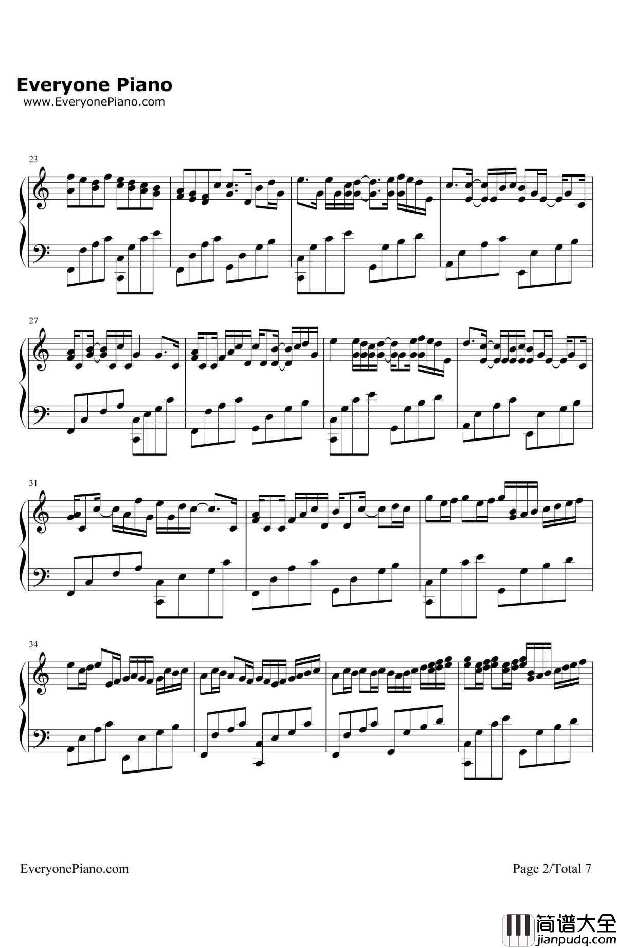 c大调卡农钢琴谱_帕赫贝尔_带力度版