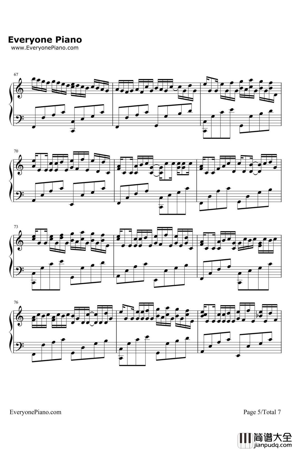 c大调卡农钢琴谱_帕赫贝尔_带力度版