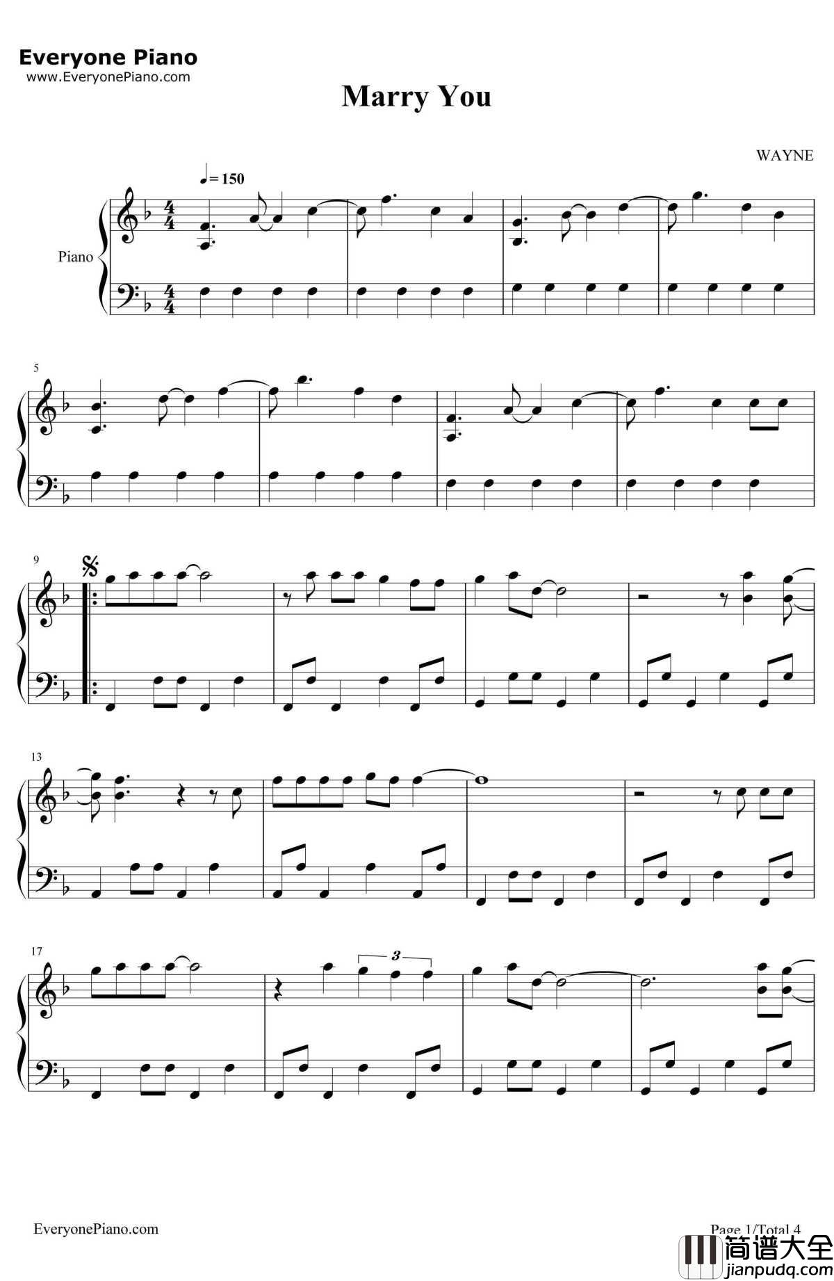 Marry_You钢琴谱_BrunoMars