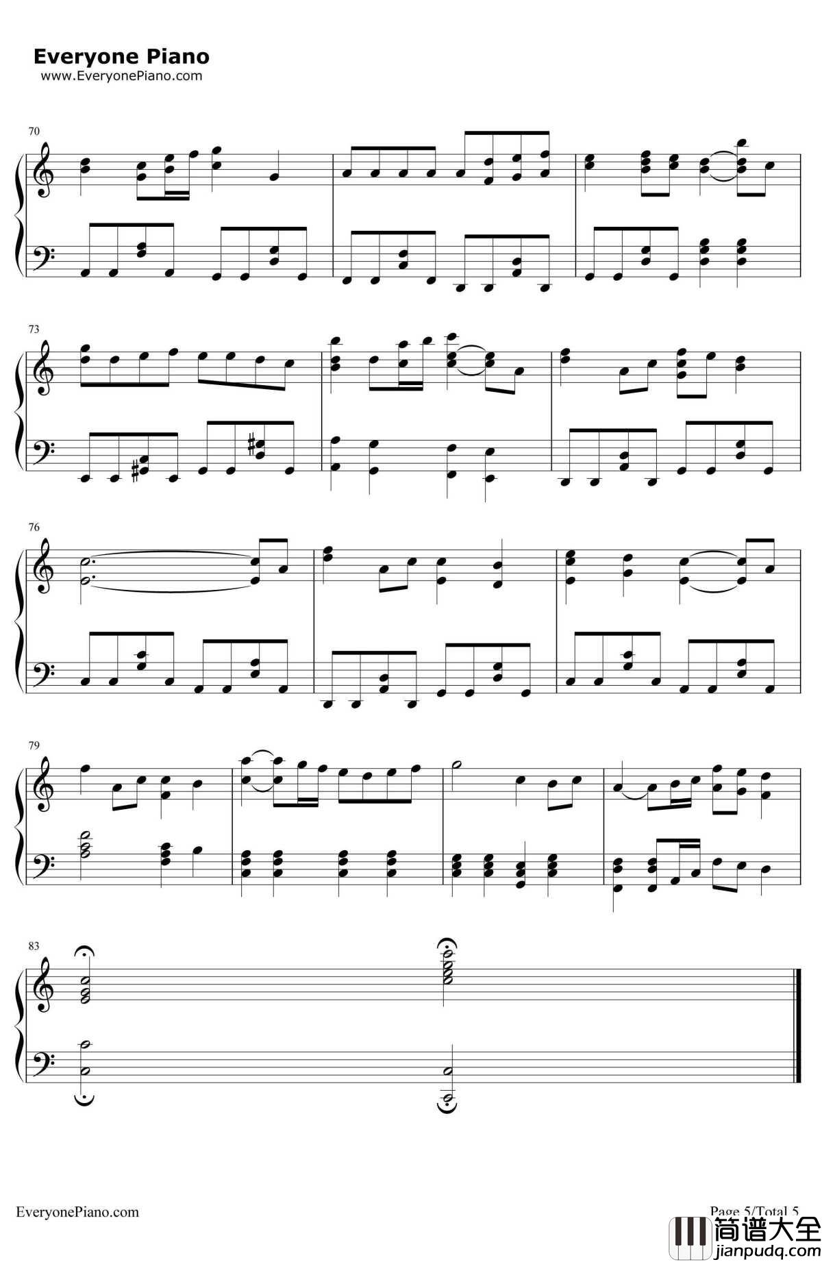 _故乡_钢琴谱_岚ARASHI_ふるさと