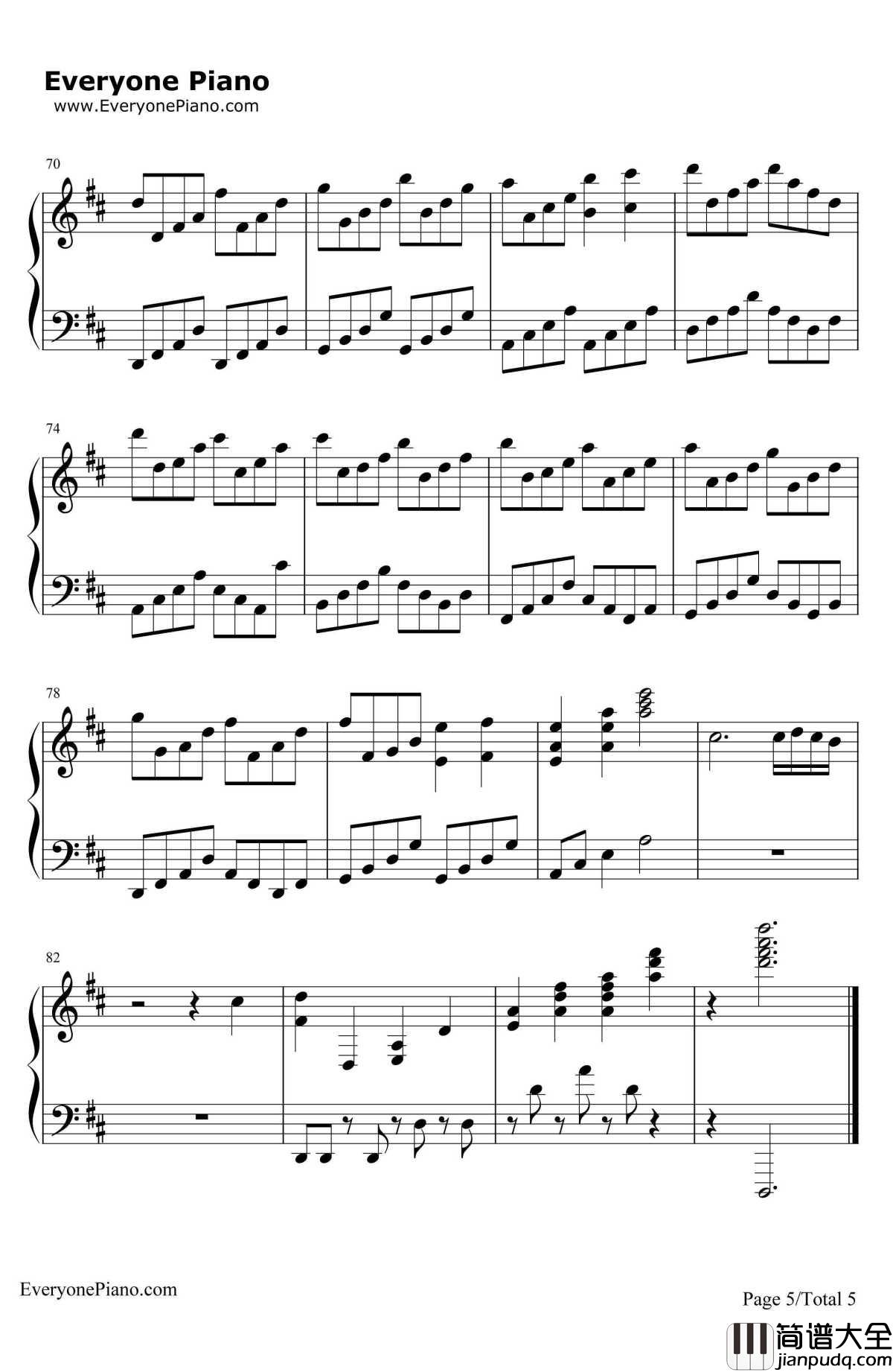 D大调卡农钢琴谱_帕赫贝尔