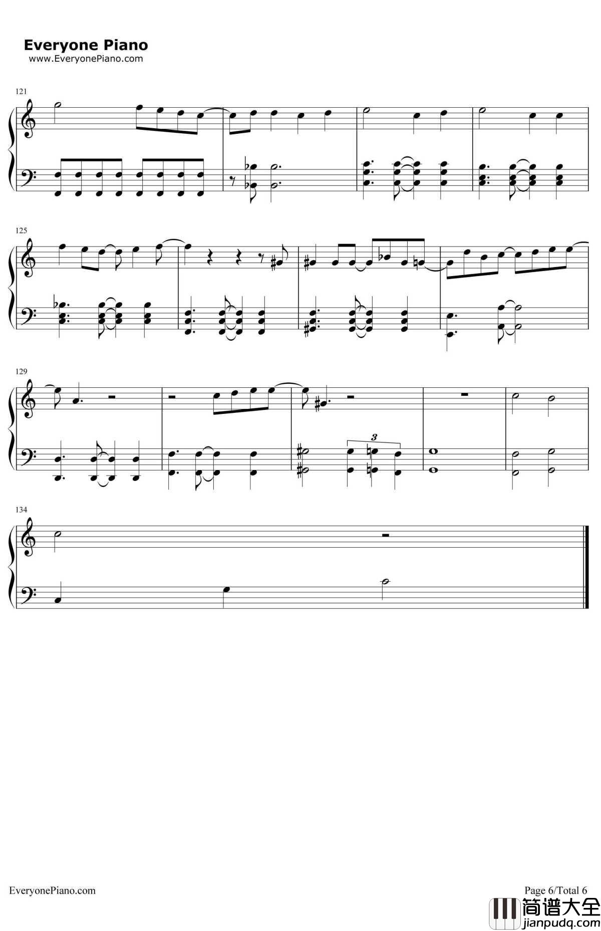 Last_Goodbye钢琴谱_乐童音乐家