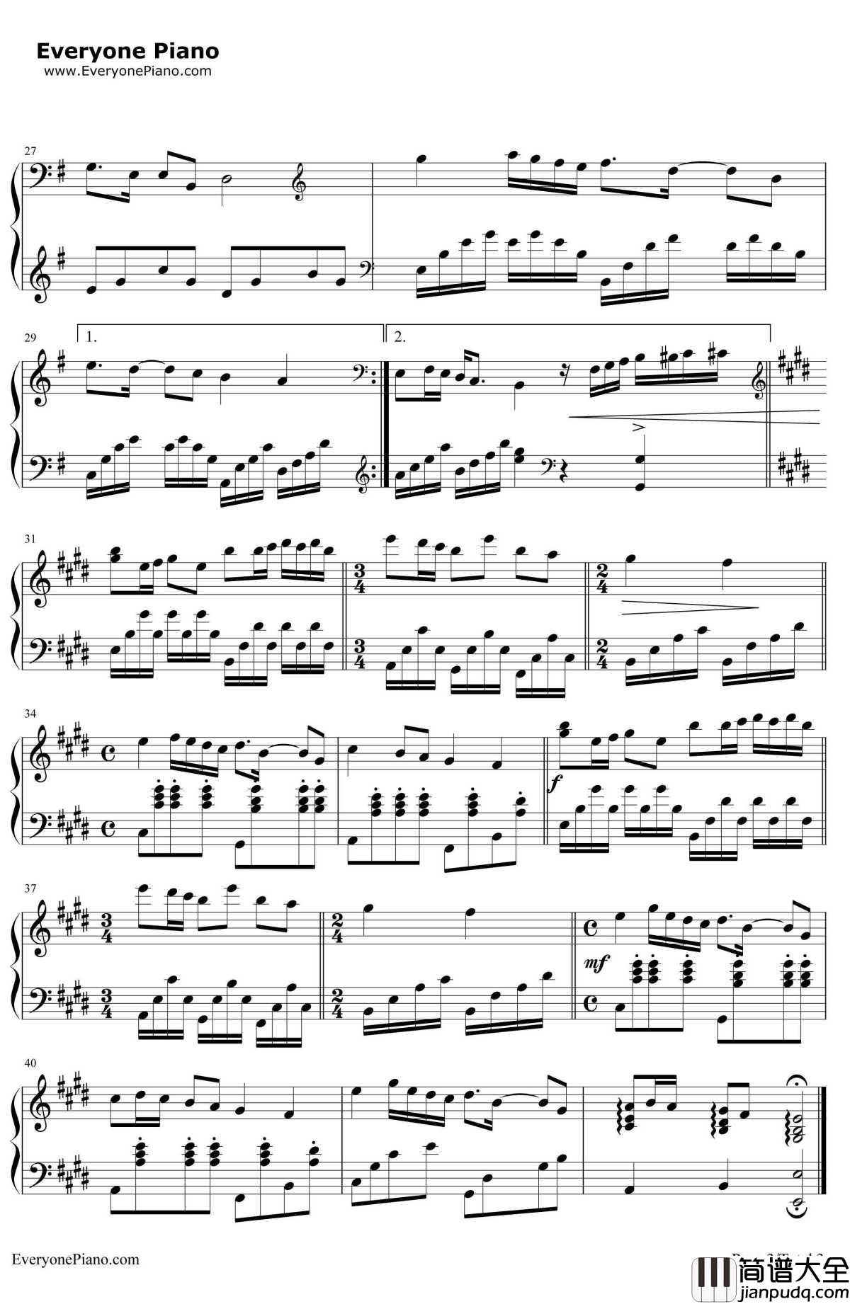 心境钢琴谱_理查德克莱德曼