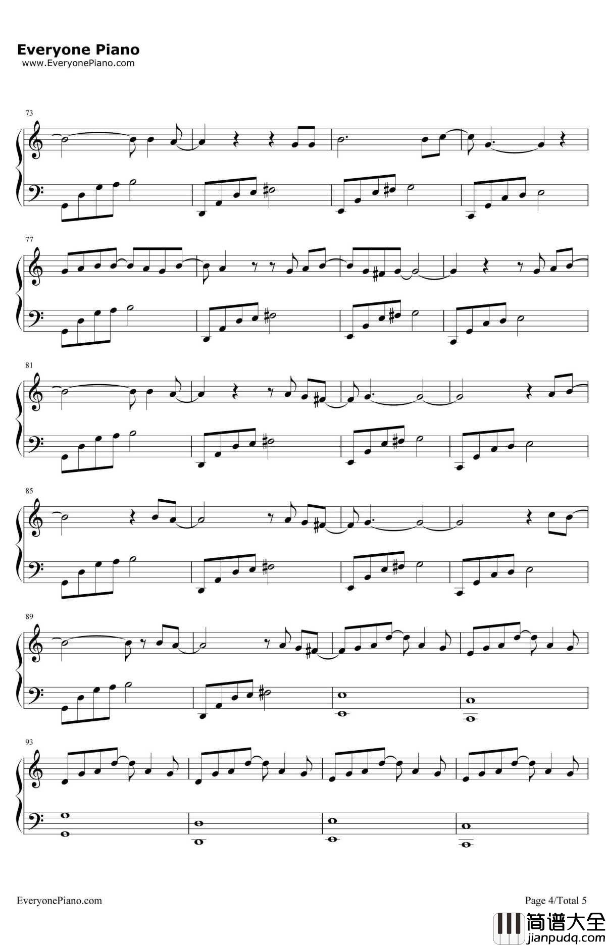 还在这里钢琴谱_刘亦菲王铮亮_钢琴版_原来你还在这里主题曲