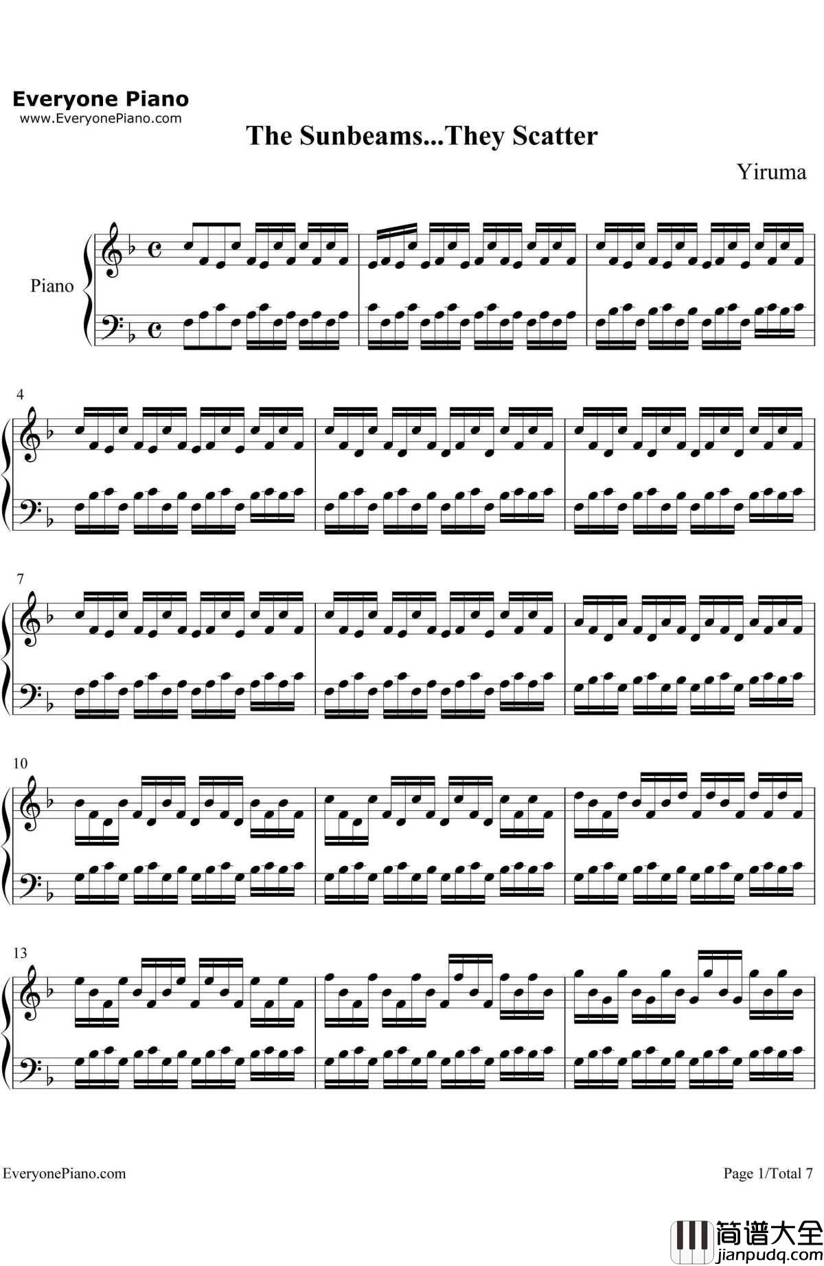 The_Sunbeams..._TheyScatter钢琴谱_Yiruma