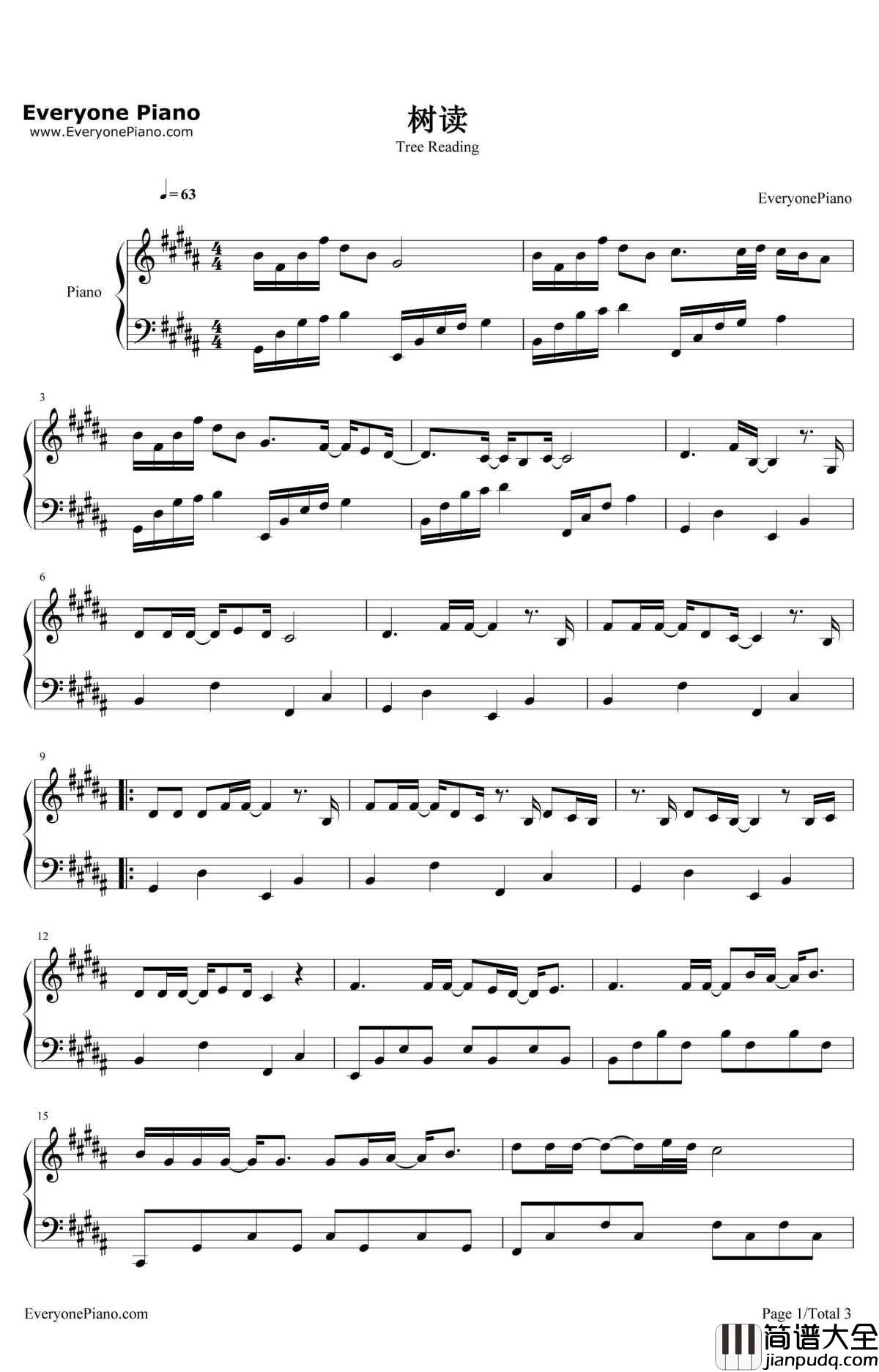 树读钢琴谱_王俊凯