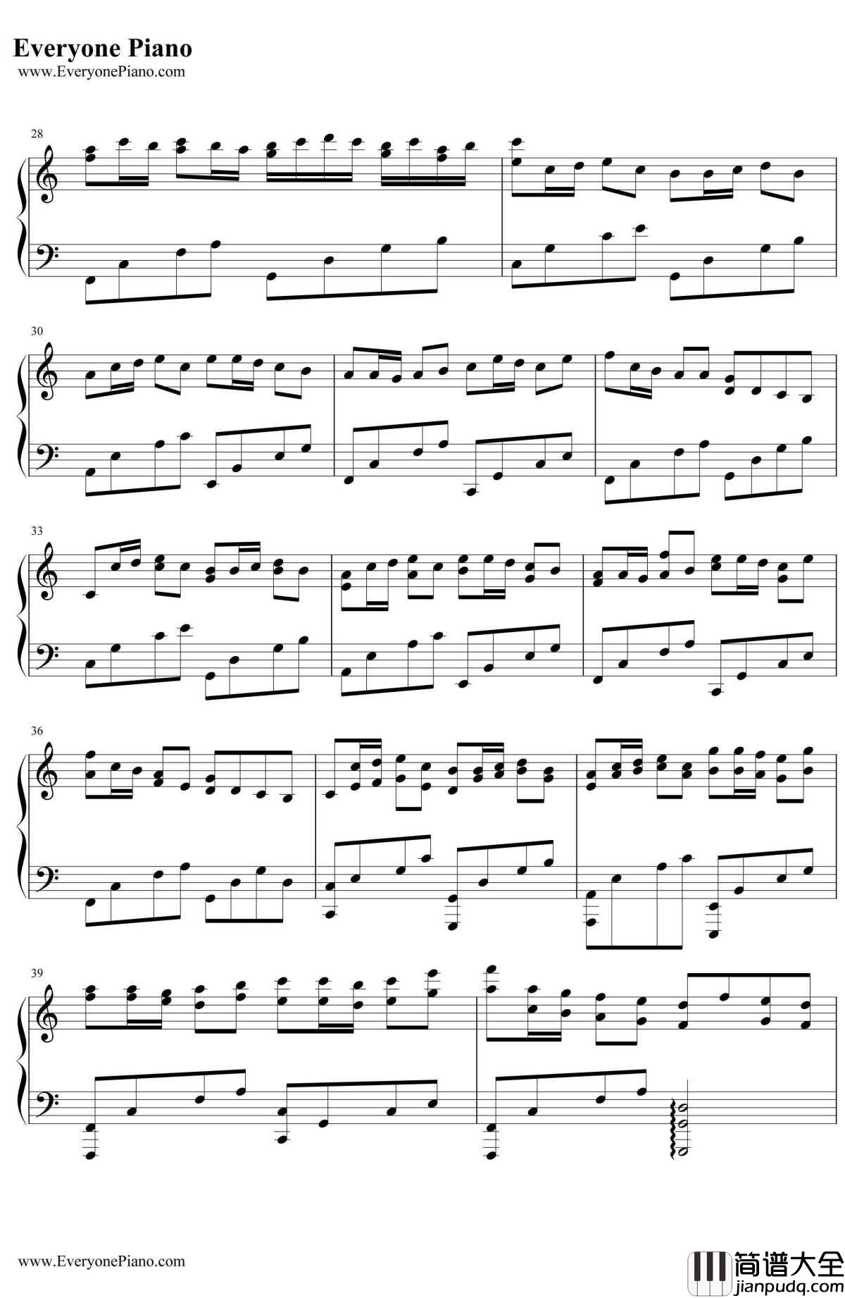 卡农疯狂版钢琴谱