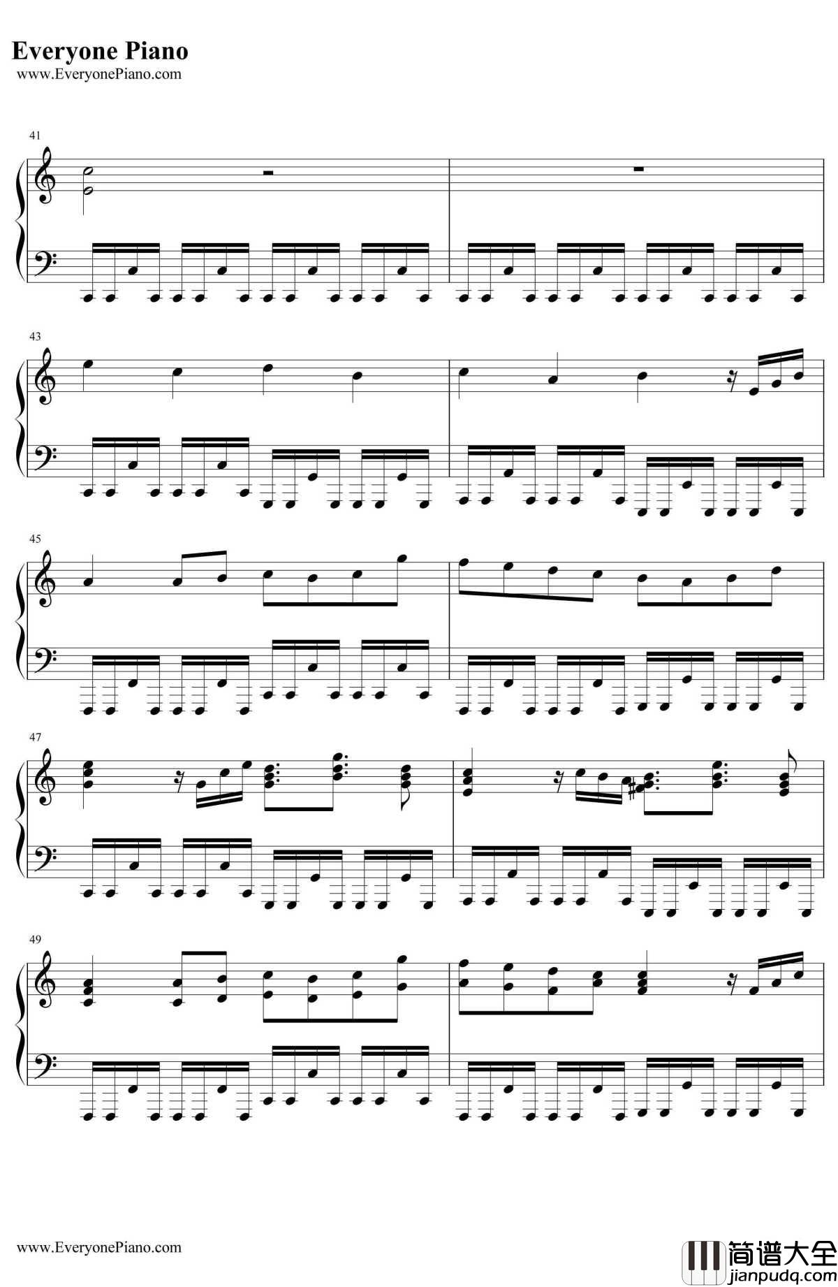 卡农疯狂版钢琴谱