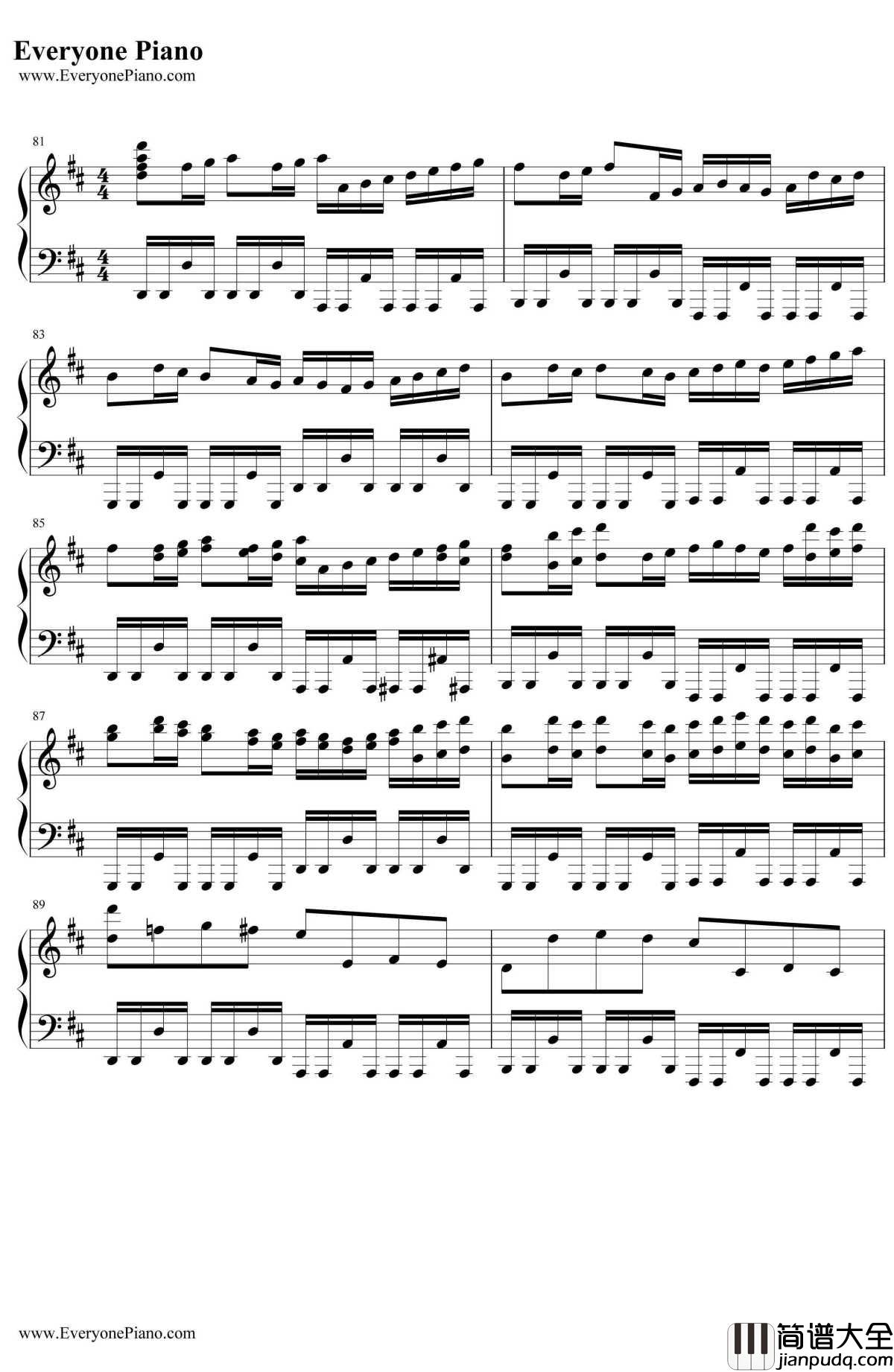 卡农疯狂版钢琴谱