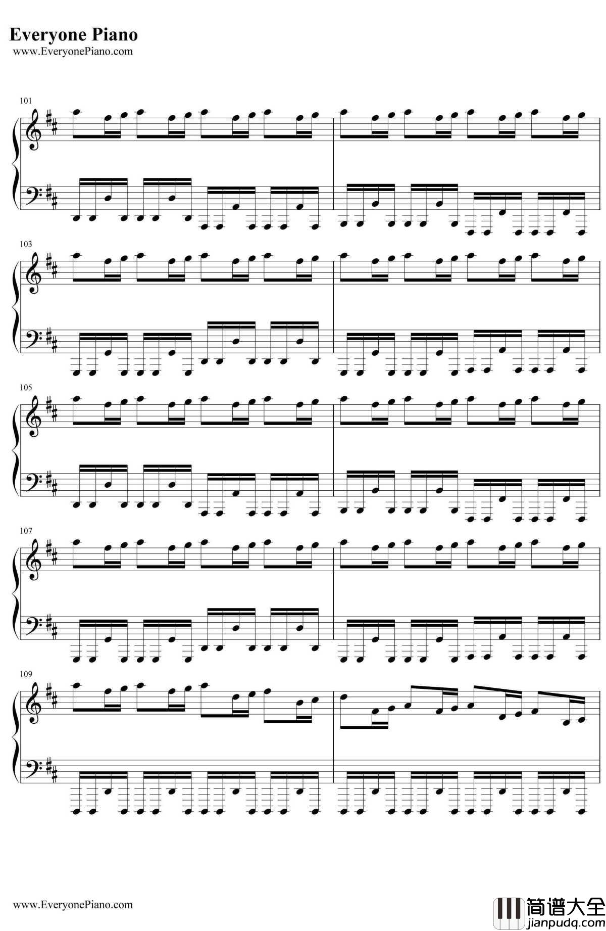 卡农疯狂版钢琴谱