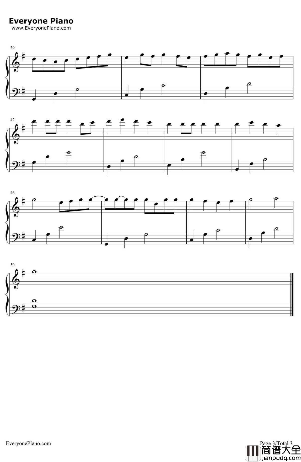 卡农G调简单版钢琴谱_Johann_Pachelbel