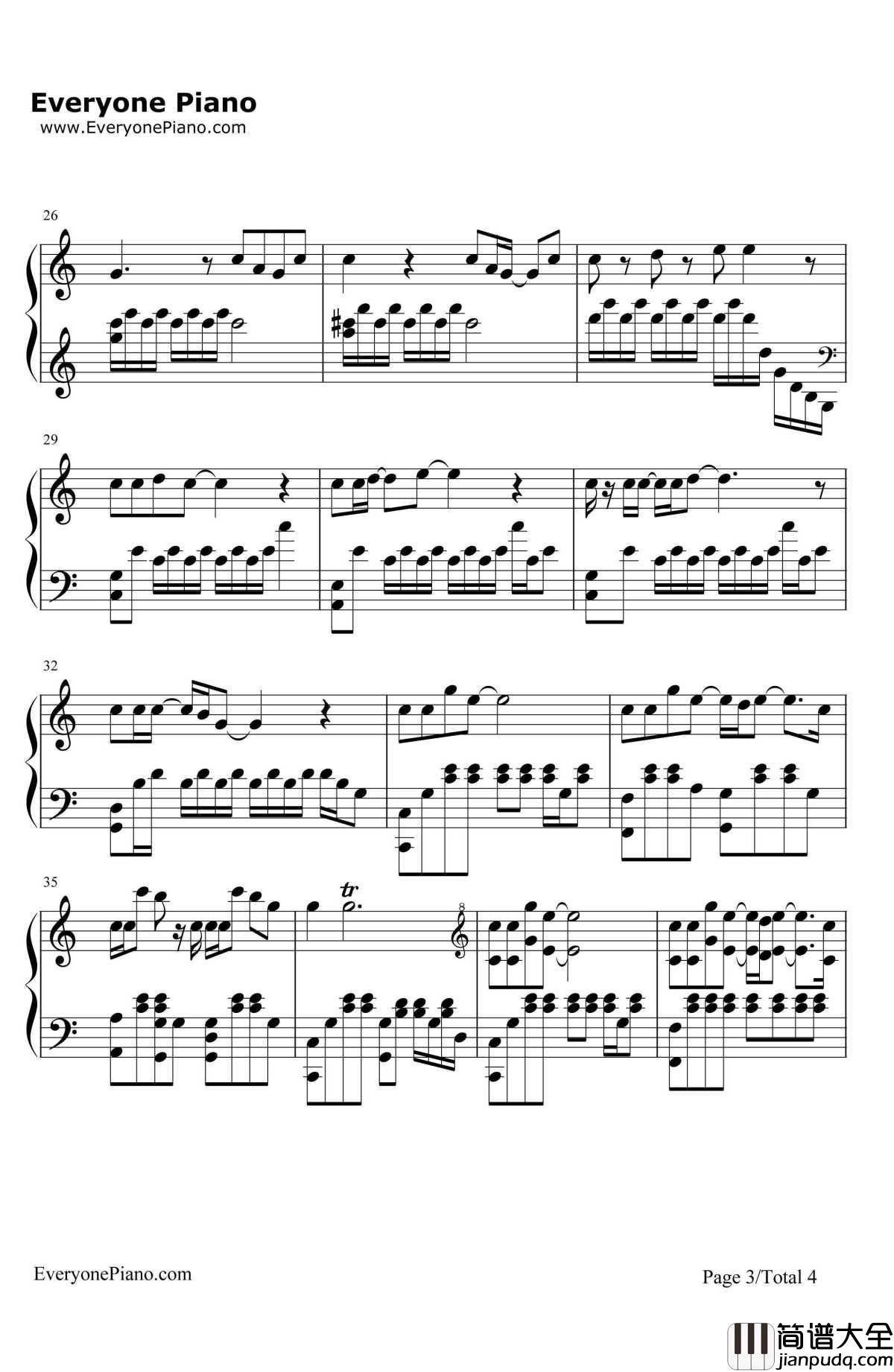 在也不见钢琴谱_孙燕姿_电影_再见，在也不见_主题曲