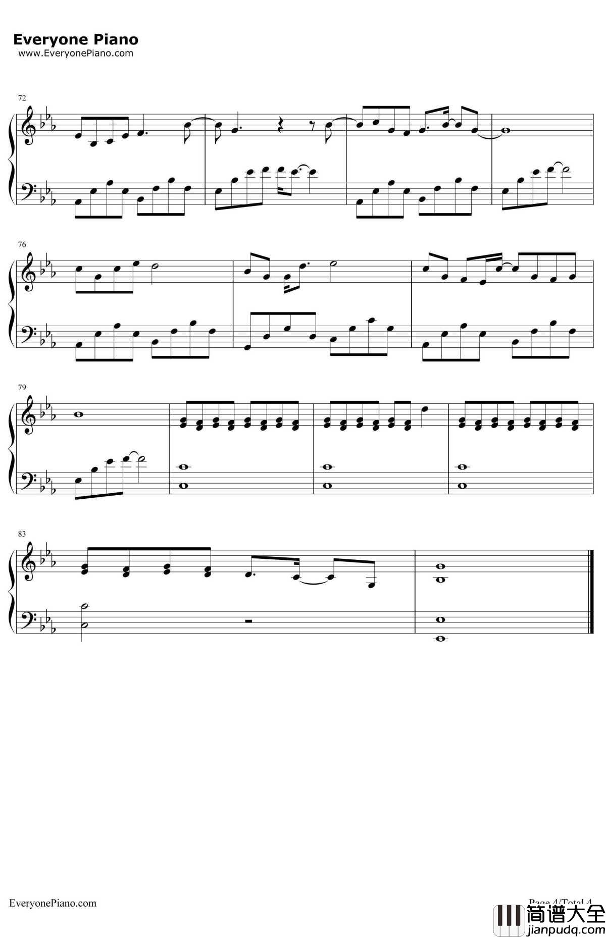 天若有情钢琴谱_A_Lin_电视剧_锦绣未央_主题曲