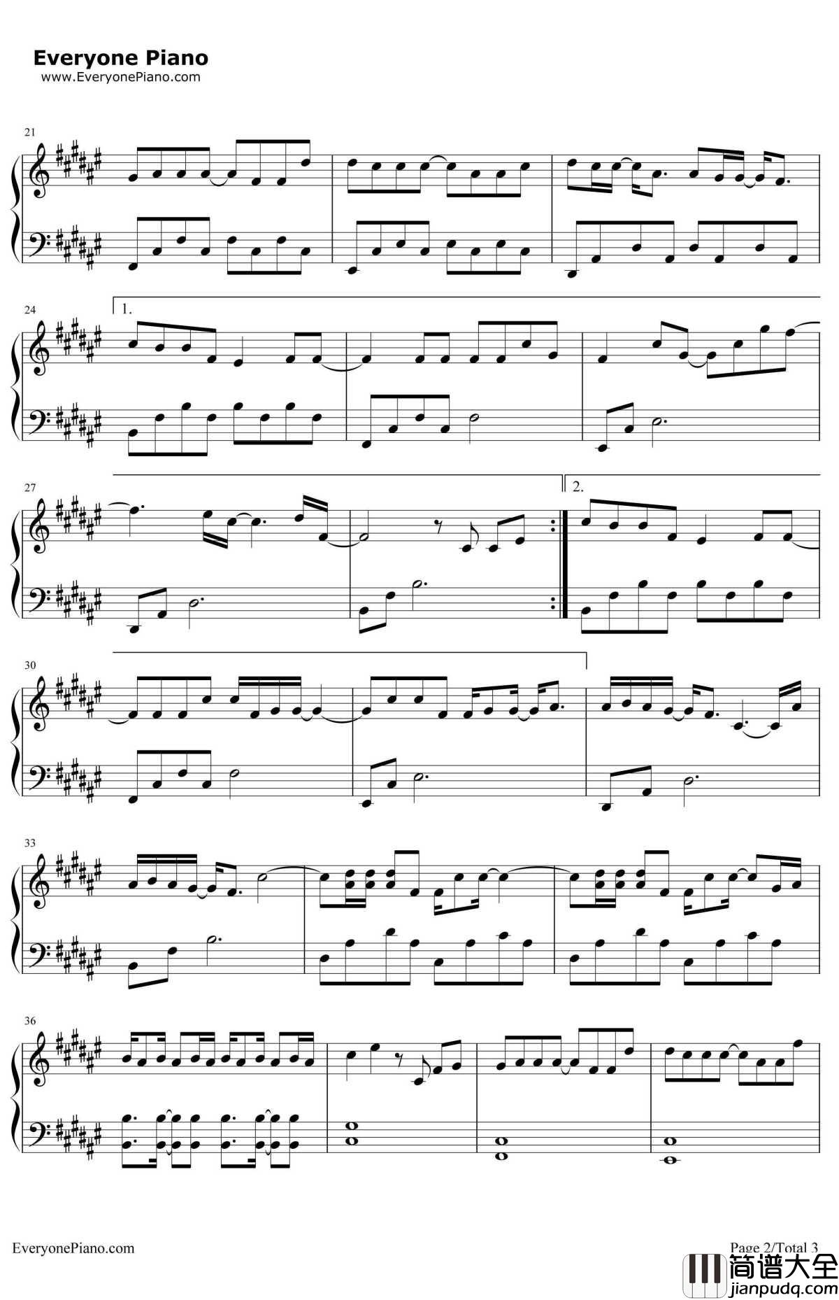 你说钢琴谱_易烊千玺