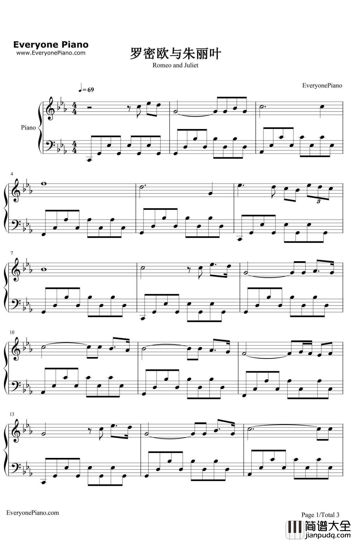 罗密欧与朱丽叶钢琴谱_理查德·克莱德曼RichardClayderman_RomeoandJuliet