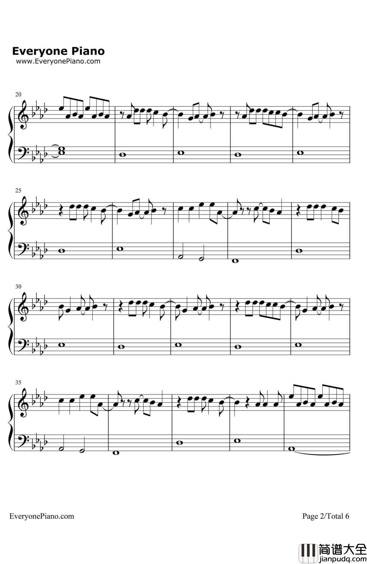 Night_Changes钢琴谱_One_Direction_弹唱版