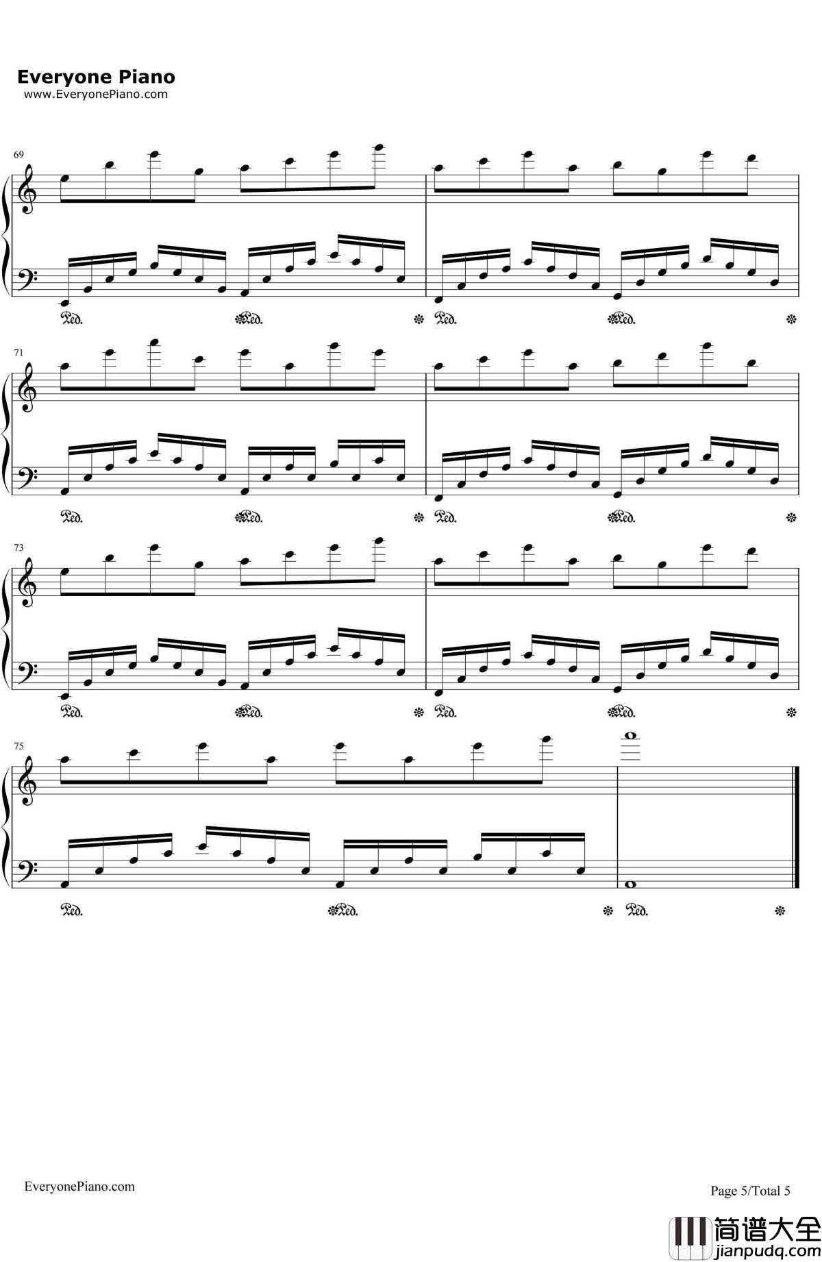 初天雫铃钢琴谱_初学者_