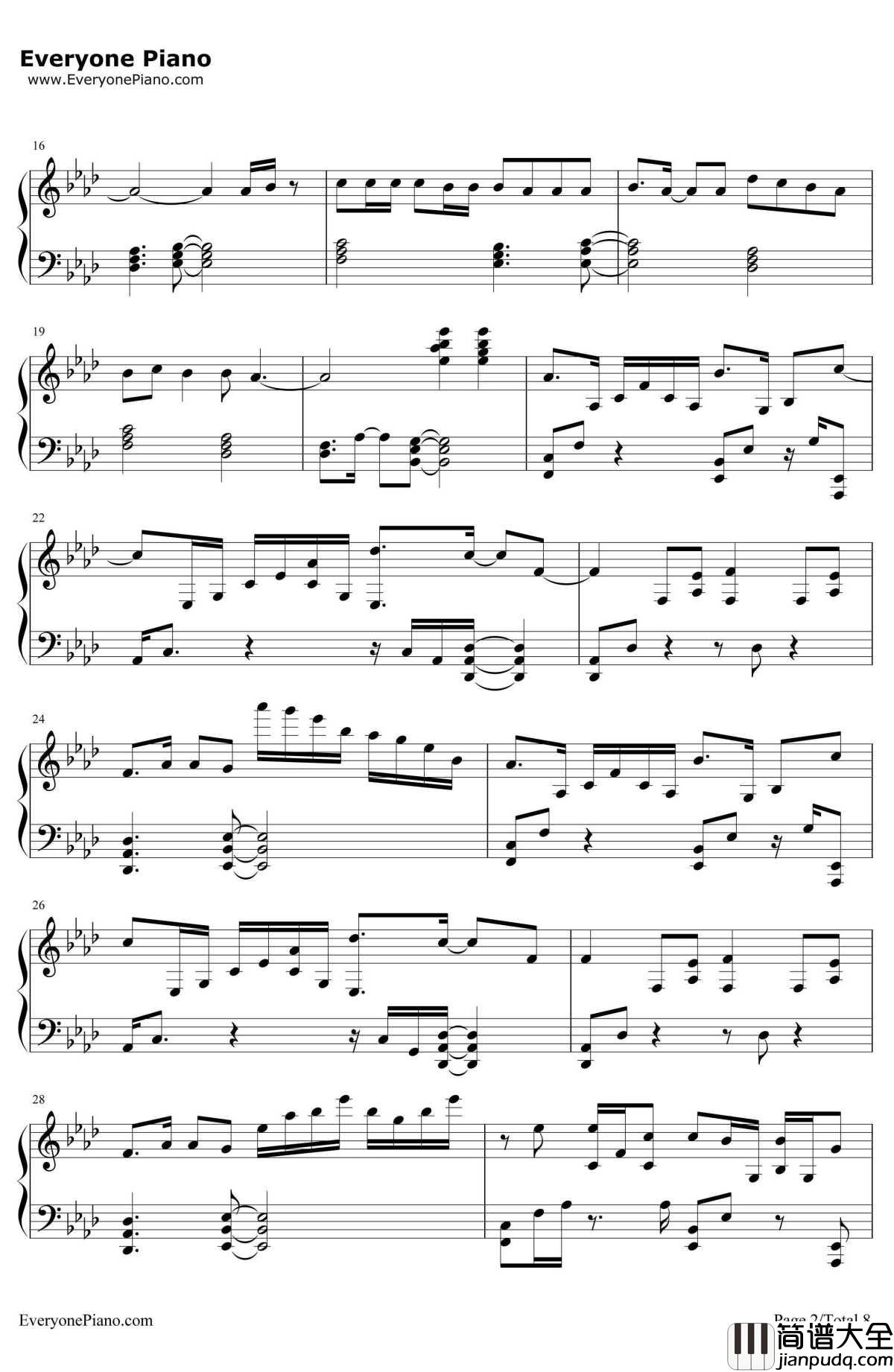 One_Last_Time钢琴谱_ArianaGrande