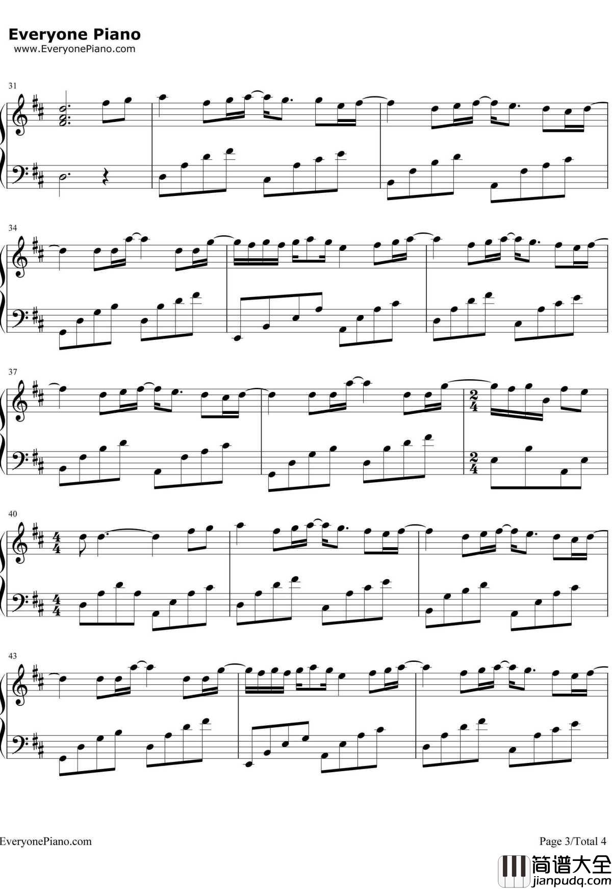 忽然之间钢琴谱_莫文蔚