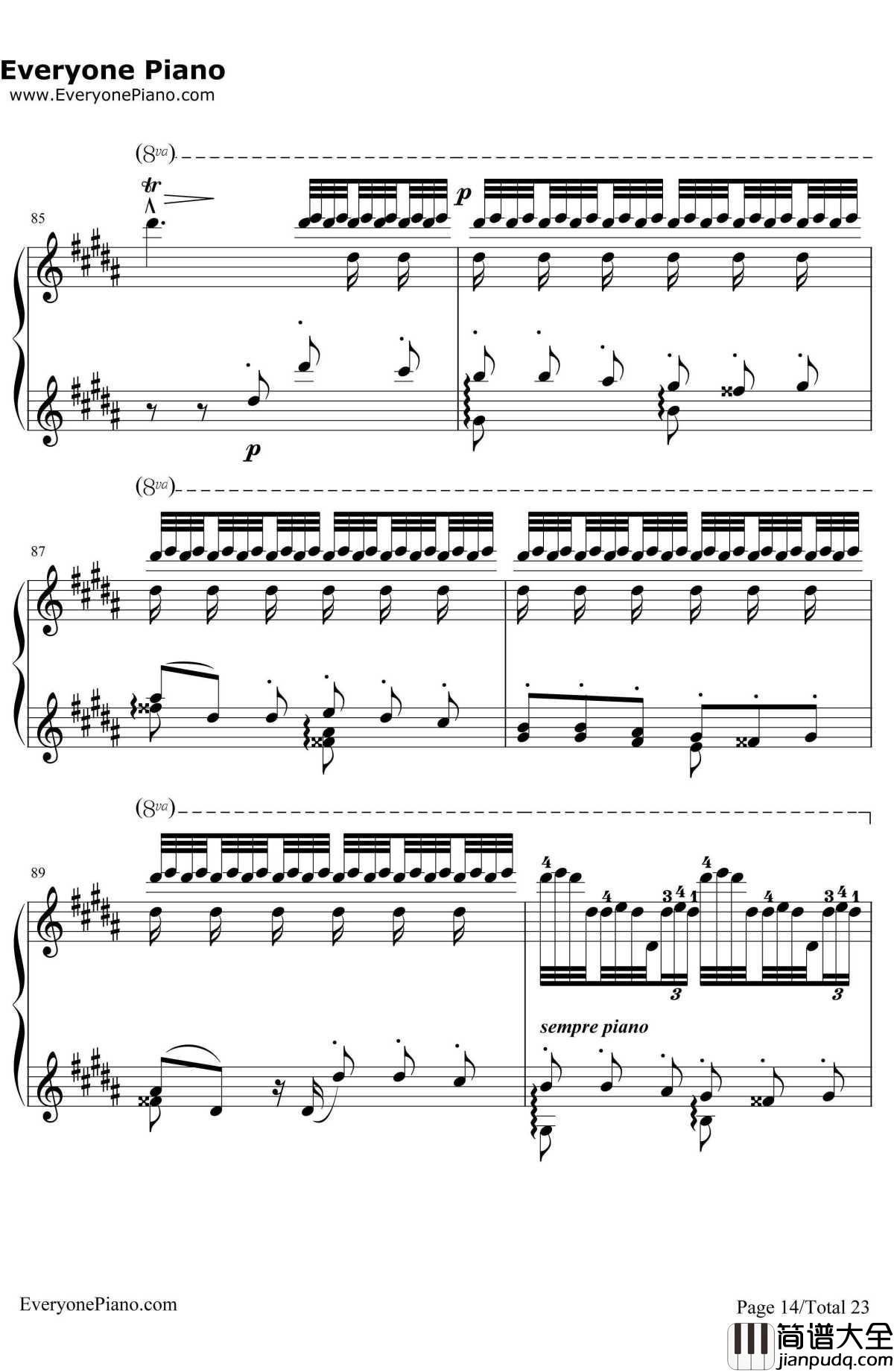 钟钢琴谱__李斯特