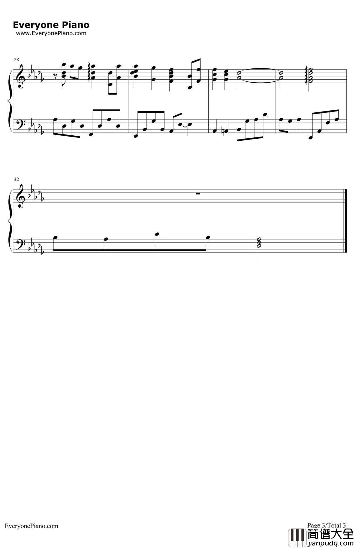 Ashitaka_and_San钢琴谱_久石让宫崎骏_幽灵公主OST