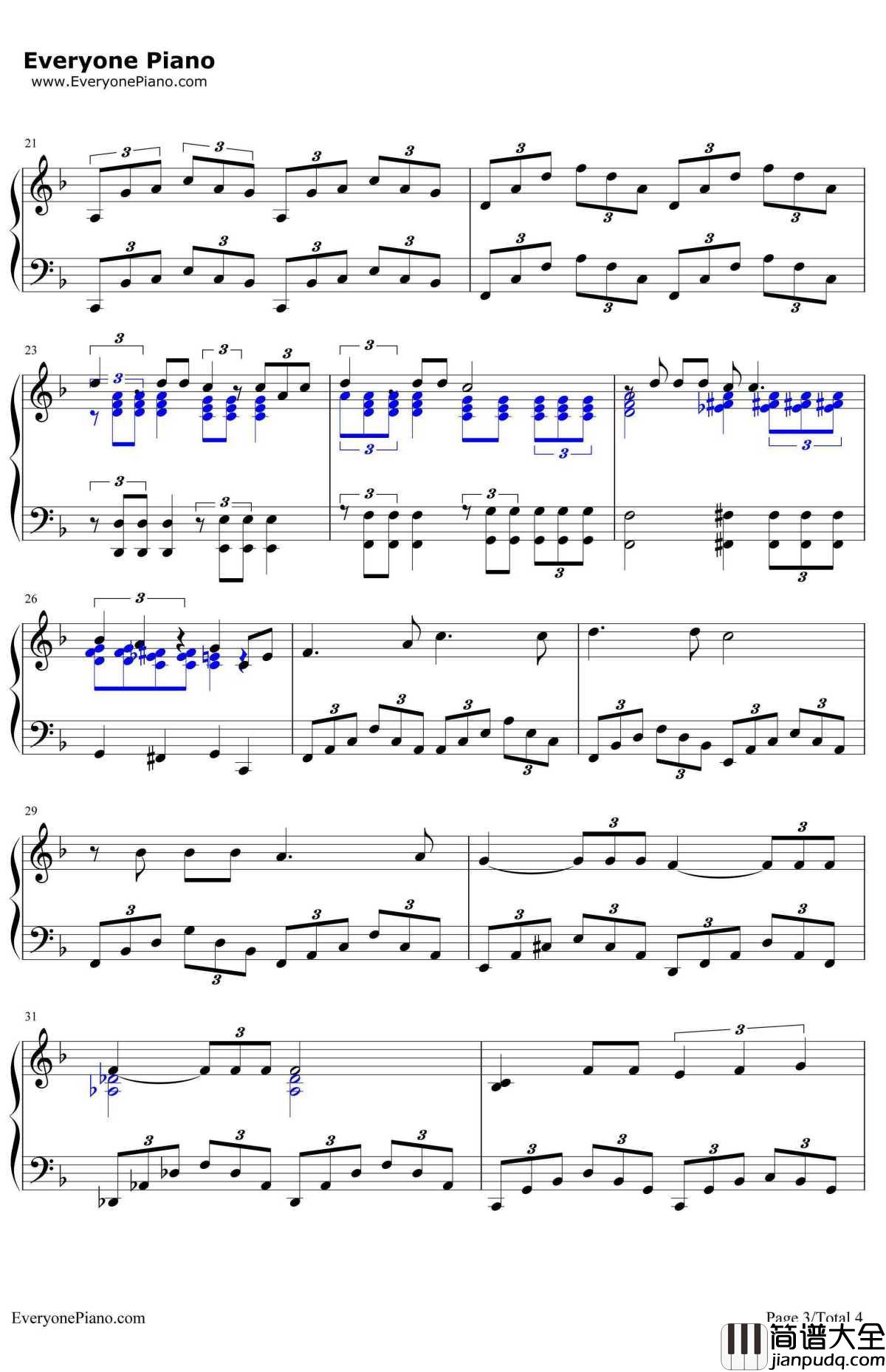 What_a_Wonderful_World钢琴谱_LouisArmstrong_北京遇上西雅图片尾曲