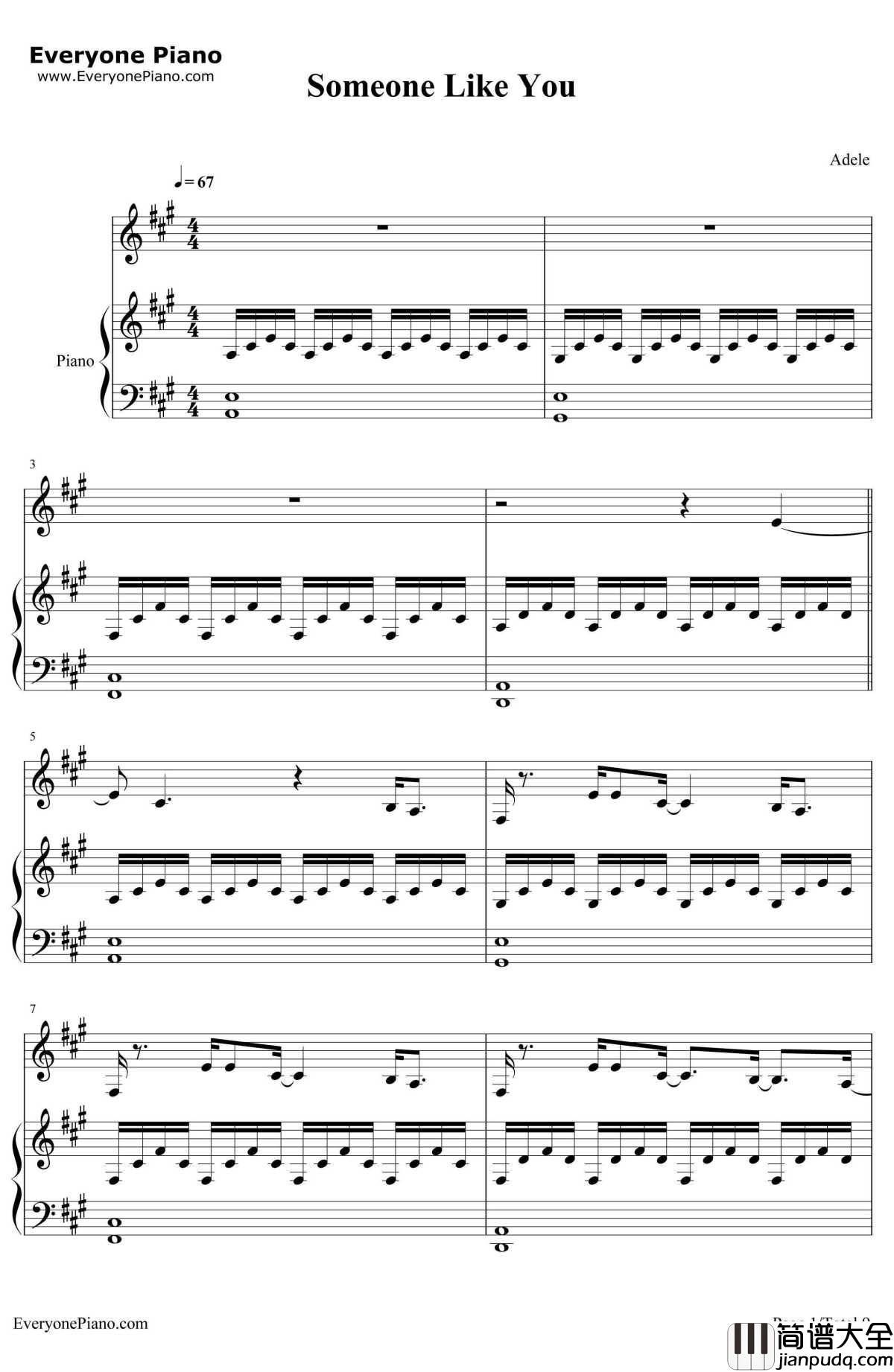 Some_one_Like_You原版钢琴谱_Adele