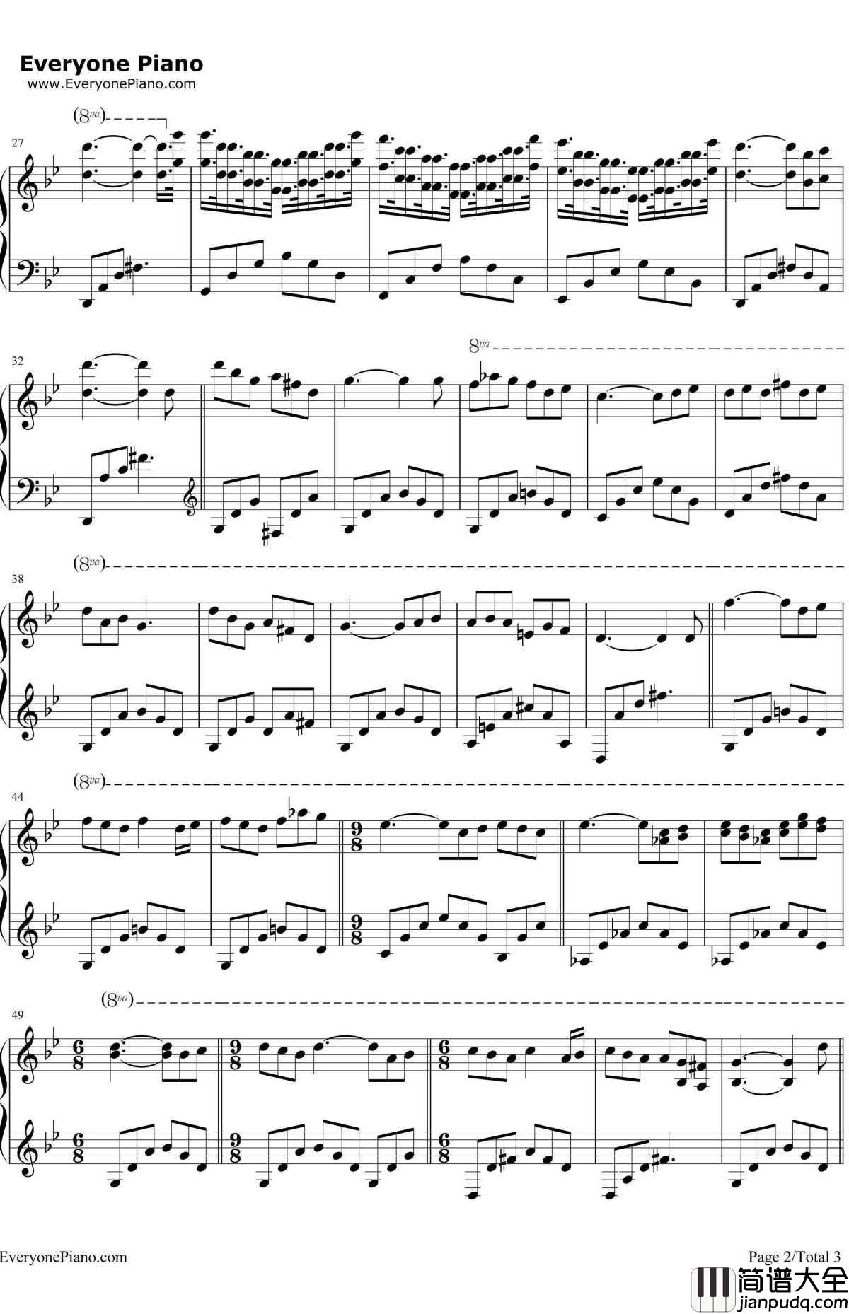 野花钢琴谱_理查德·克莱德曼RichardClayderman_悲哀的结束_Wildflower