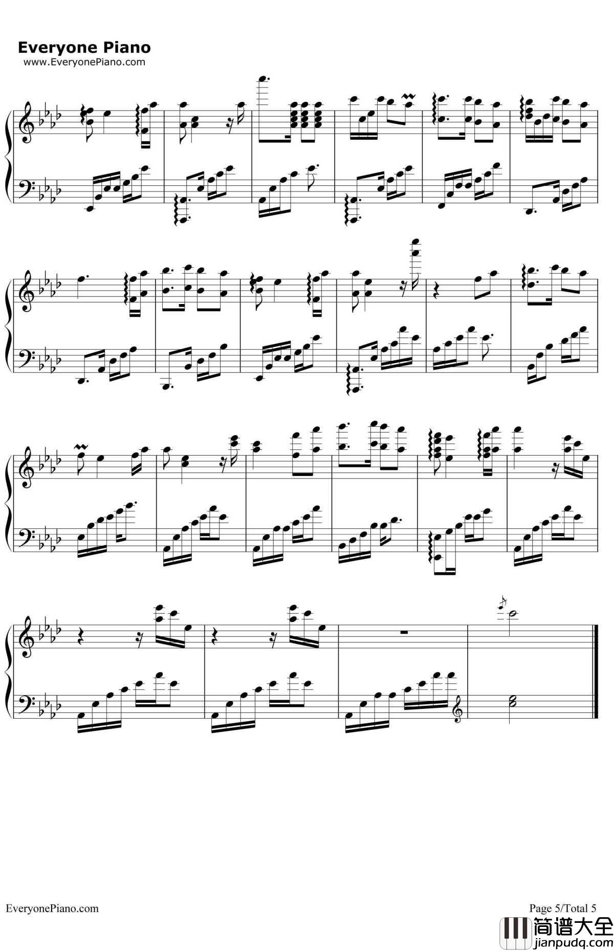 500_Miles钢琴谱__陈占美