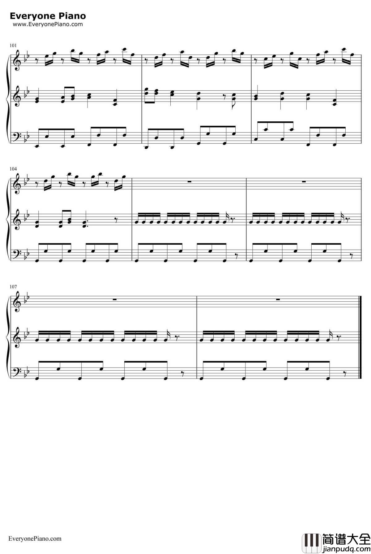 小苹果钢琴谱_筷子兄弟_三声部版_筷子兄弟