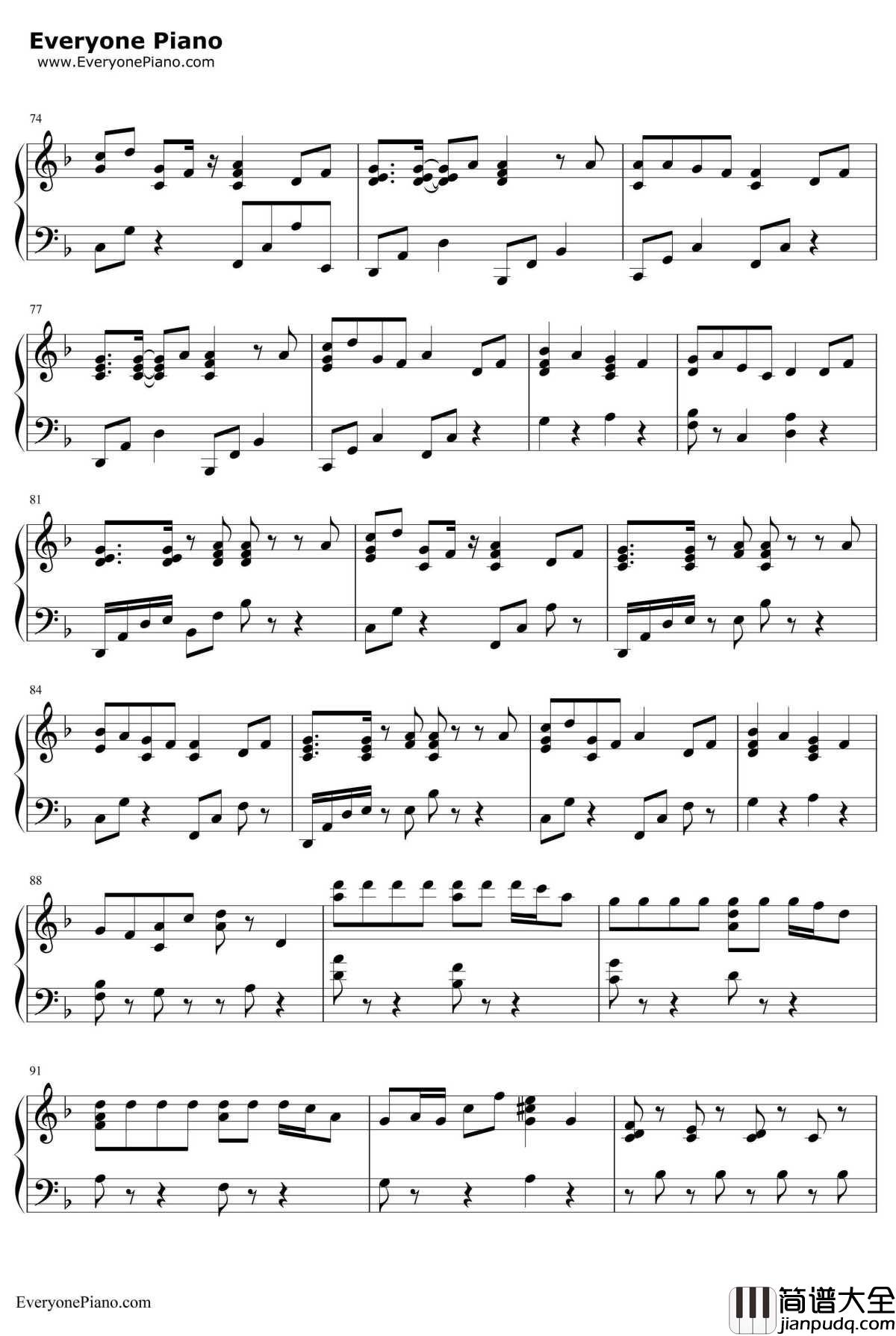 千本樱钢琴谱_初音ミク_慢速版