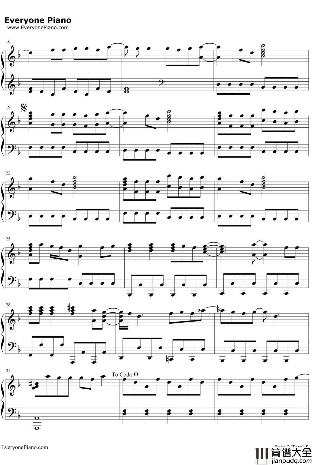 Grenade钢琴谱_BrunoMars