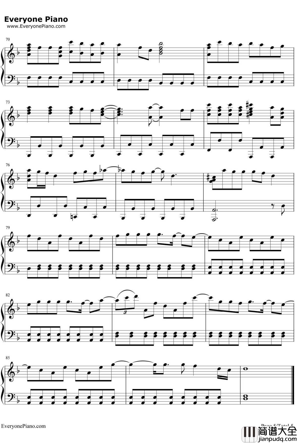 Grenade钢琴谱_BrunoMars