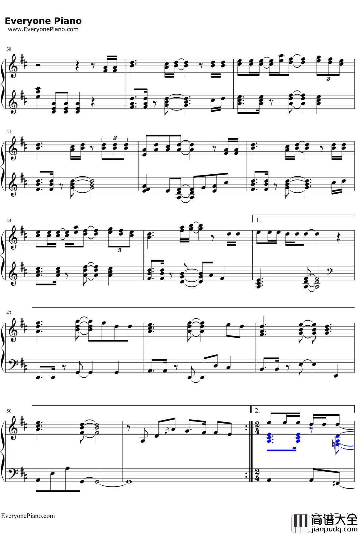 青いベンチ钢琴谱_テゴマスTegomass_テゴマス