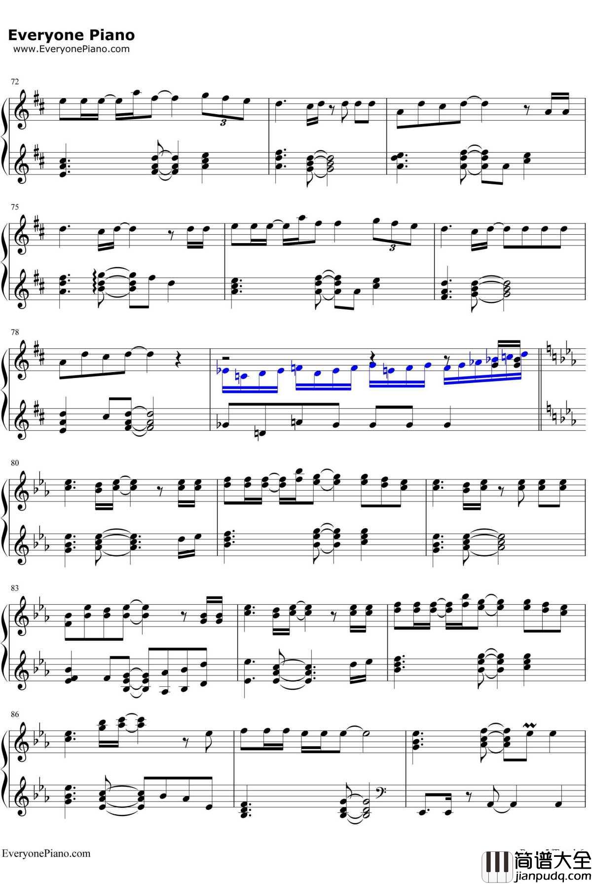 青いベンチ钢琴谱_テゴマスTegomass_テゴマス