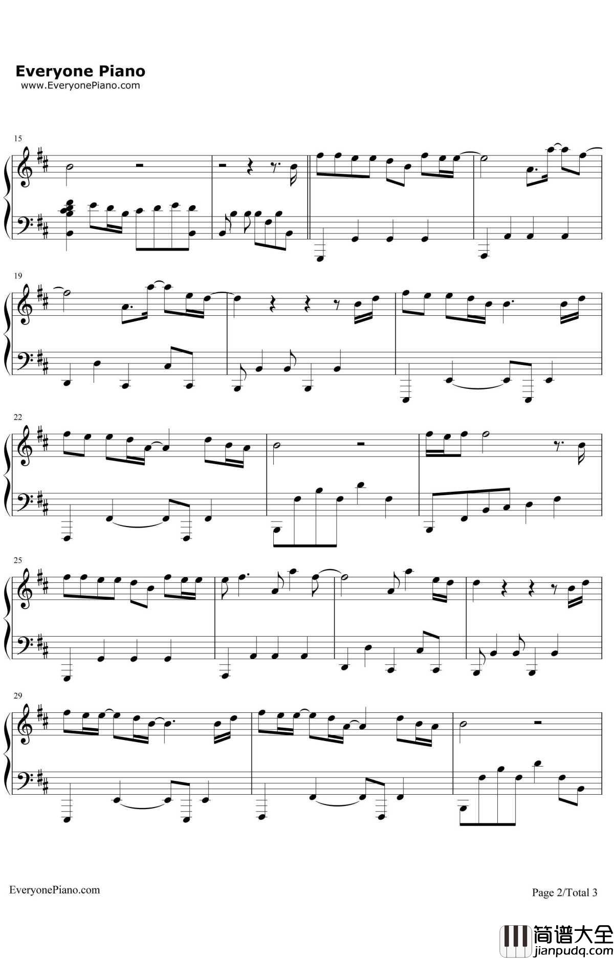 默钢琴谱_周杰伦那英_中国好声音第四季