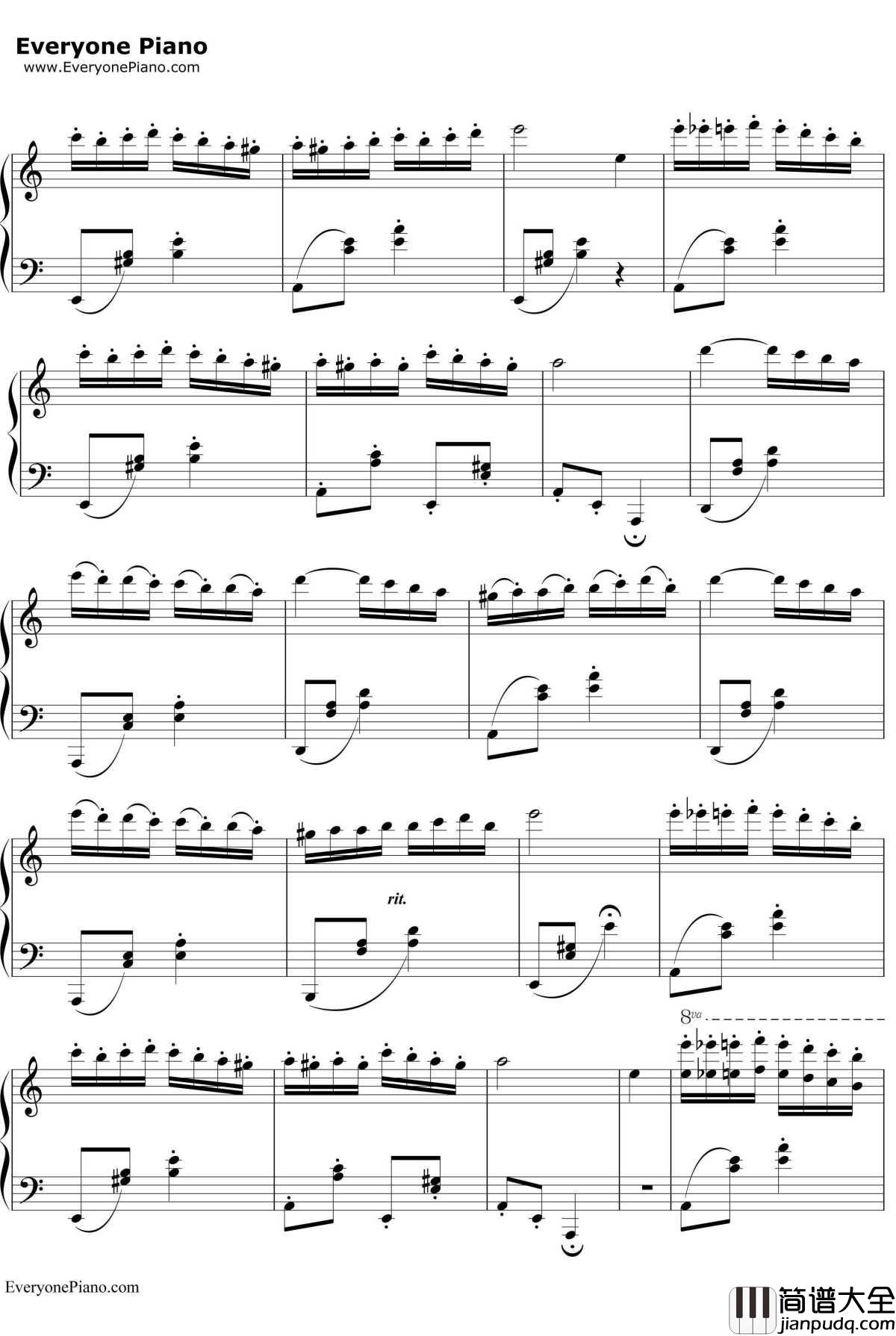 帕格尼尼飞絮曲钢琴谱_马克西姆