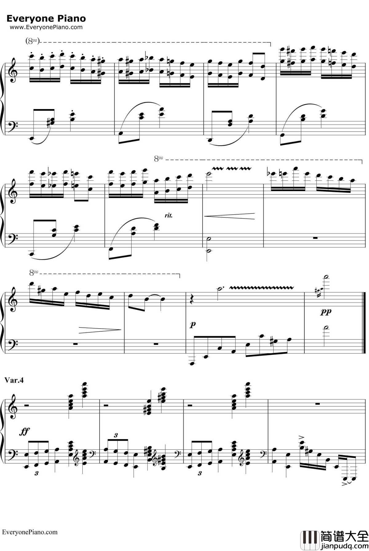 帕格尼尼飞絮曲钢琴谱_马克西姆