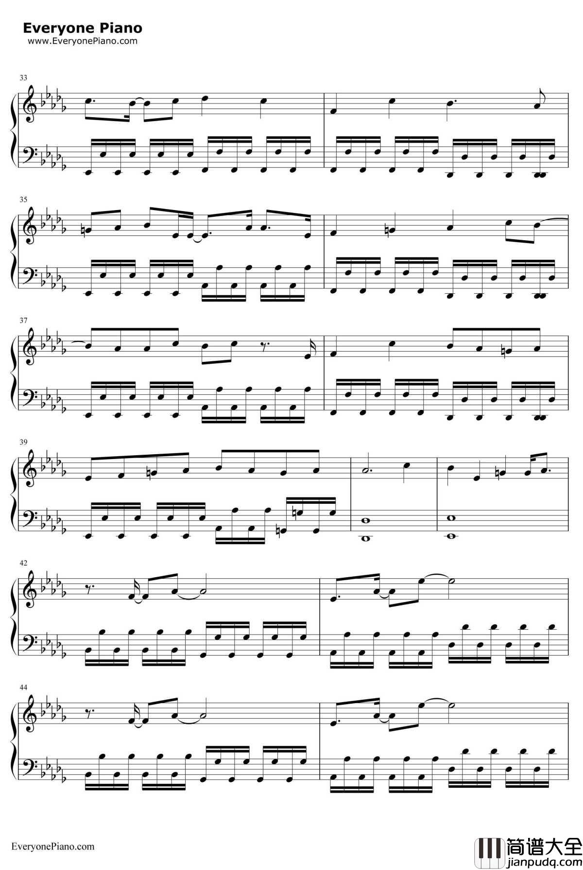 平行線钢琴谱_酸欠少女_TV动画_人渣的本愿_片尾曲