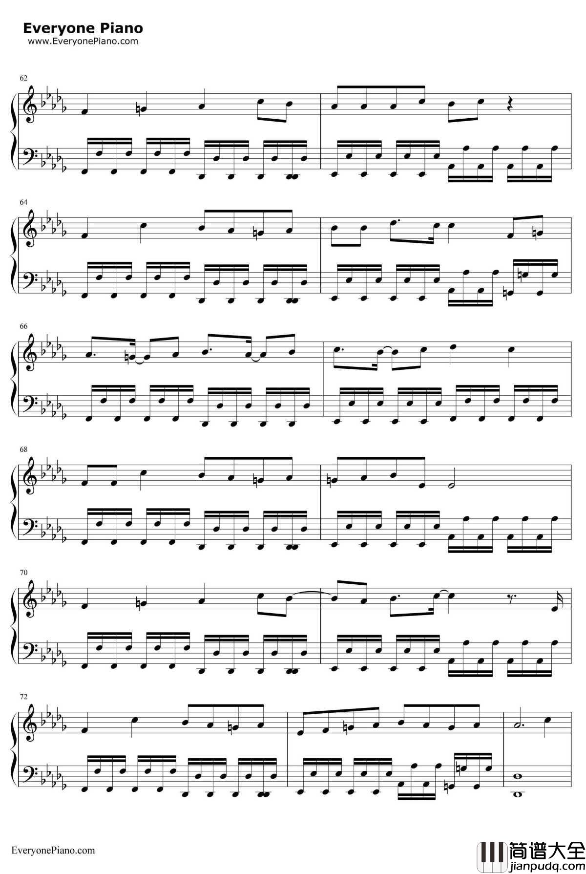 平行線钢琴谱_酸欠少女_TV动画_人渣的本愿_片尾曲