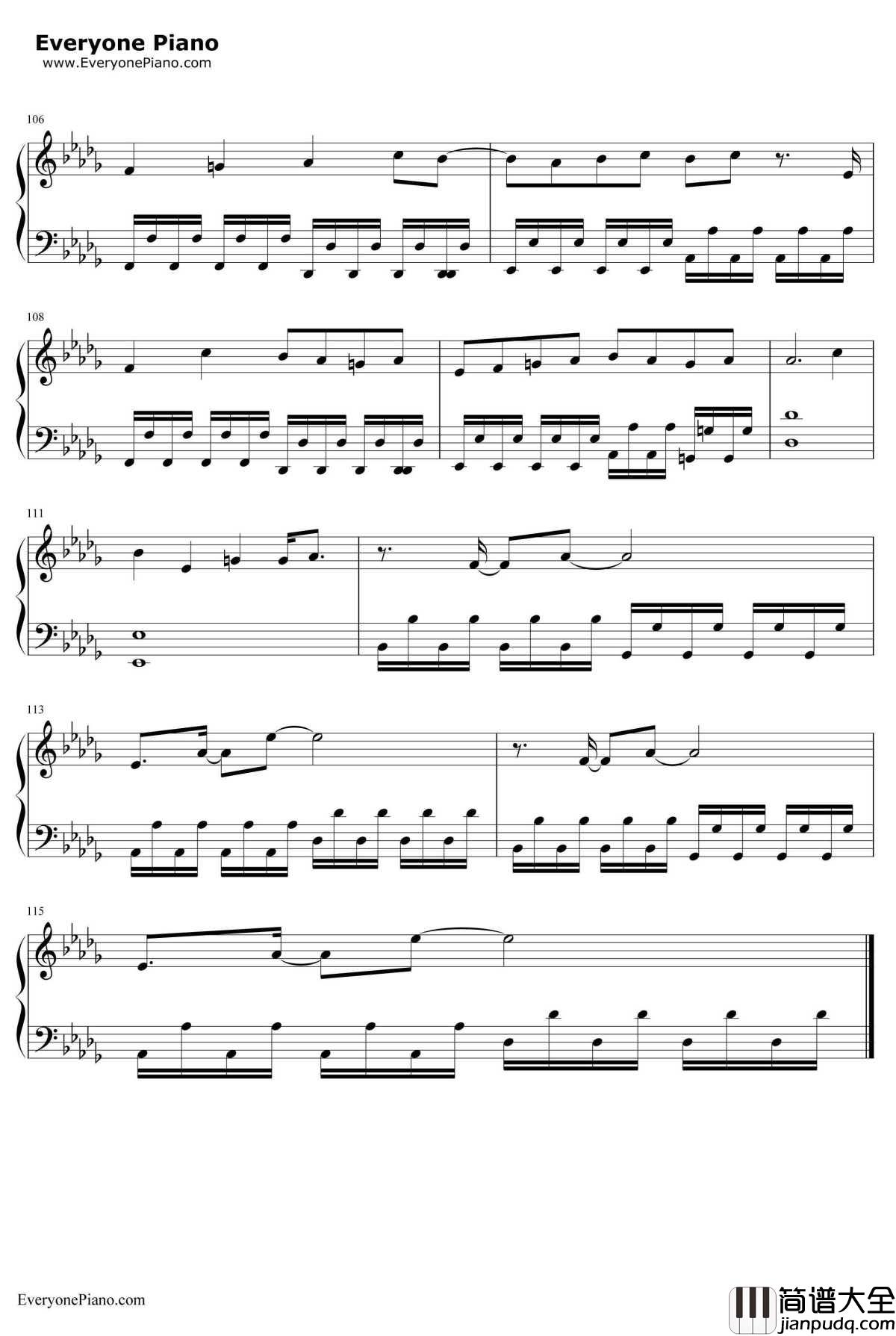 平行線钢琴谱_酸欠少女_TV动画_人渣的本愿_片尾曲