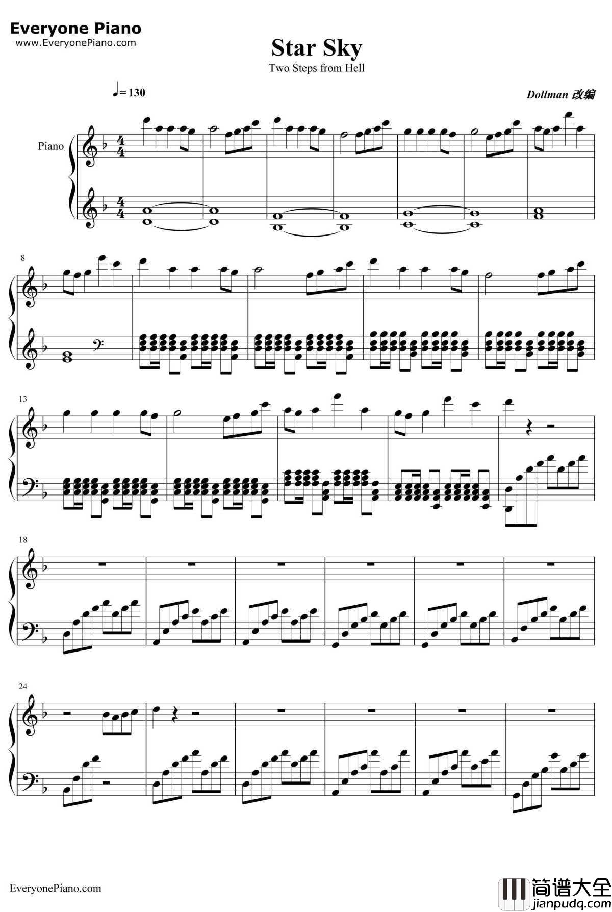 Star_Sky钢琴谱_TwoStepsfromHell